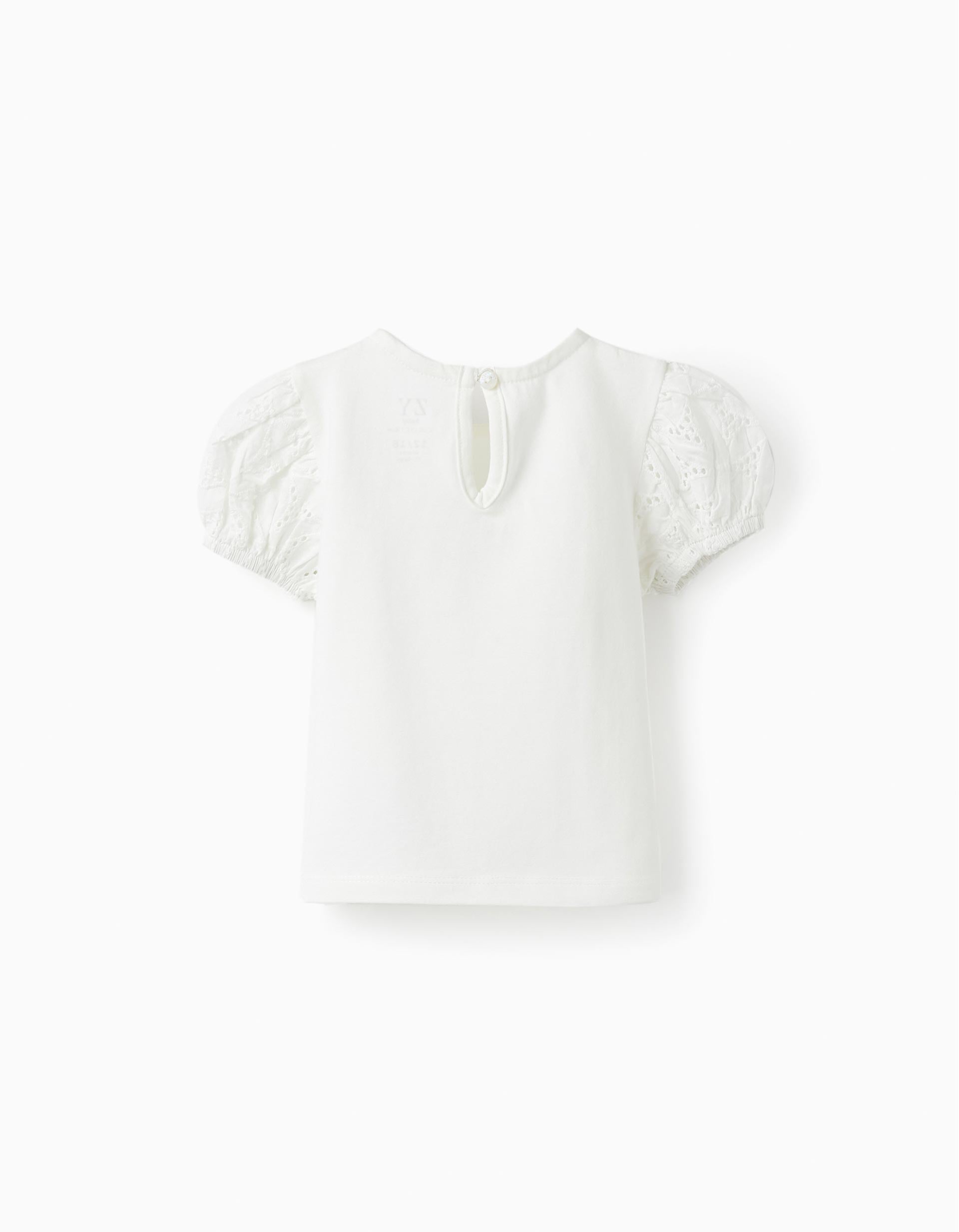 T-Shirt with Embroidery for Baby Girls, White