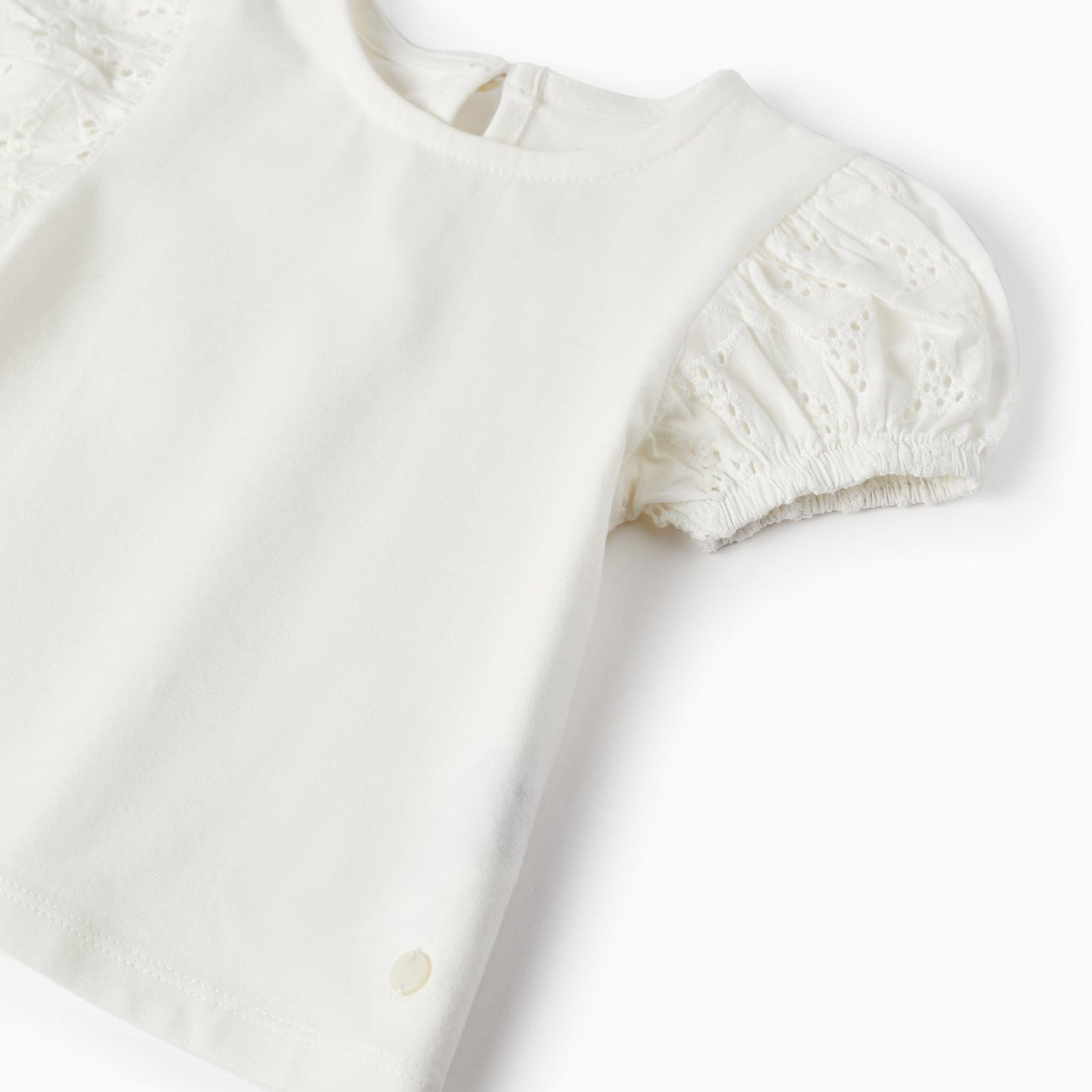 T-Shirt with Embroidery for Baby Girls, White