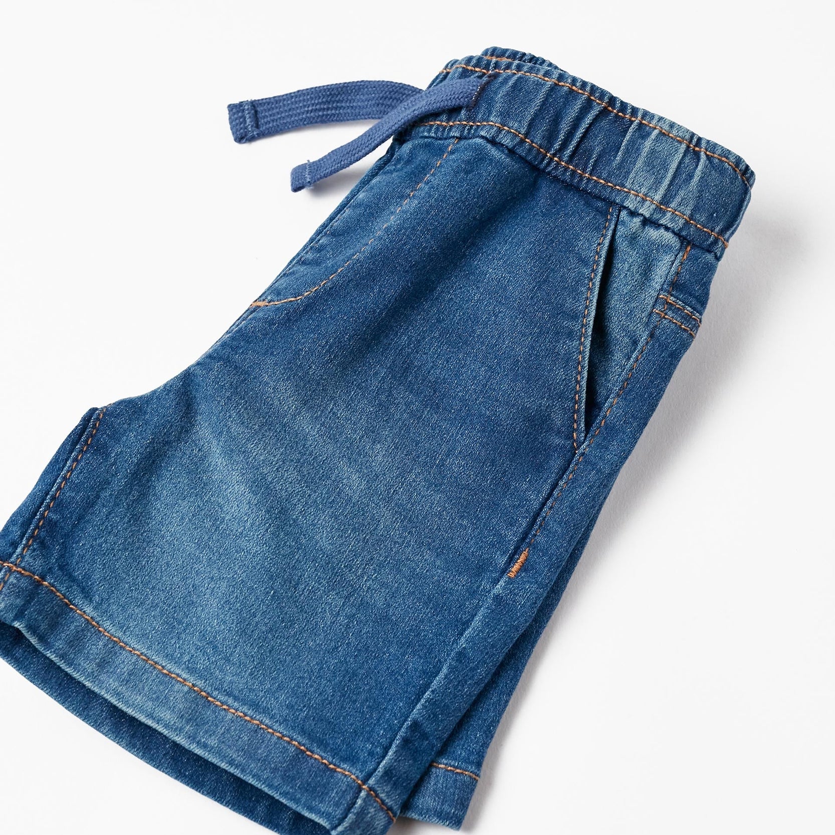 Sporty Denim Shorts in Cotton for Baby Boys, Blue