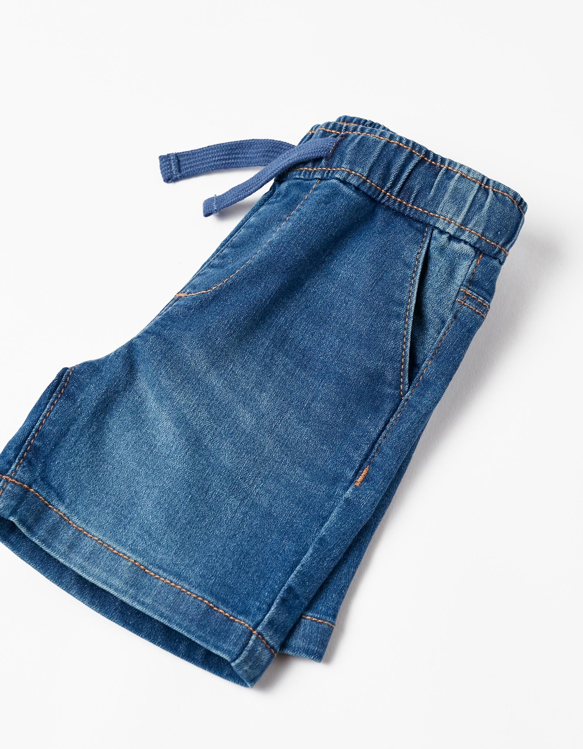 Sporty Denim Shorts in Cotton for Baby Boys, Blue