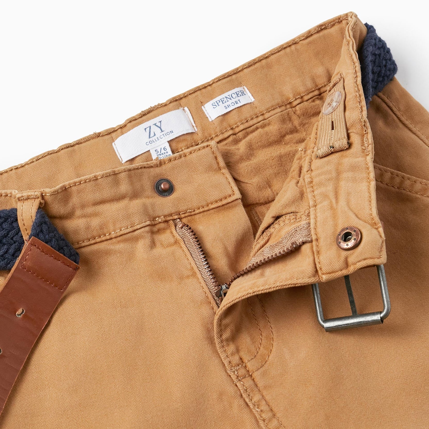 Chino Twill Shorts With Belt for Boys, Camel