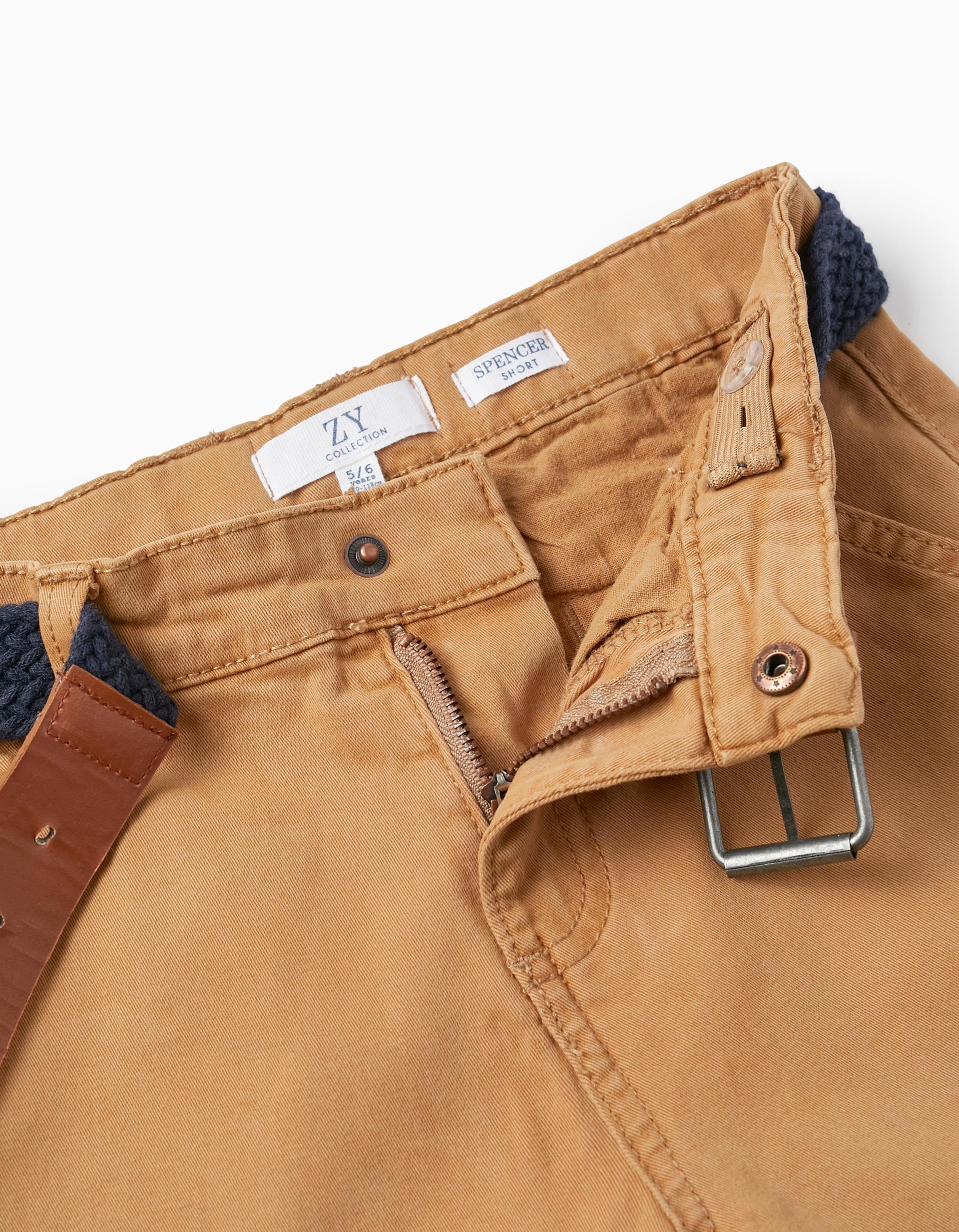 Chino Twill Shorts With Belt for Boys, Camel
