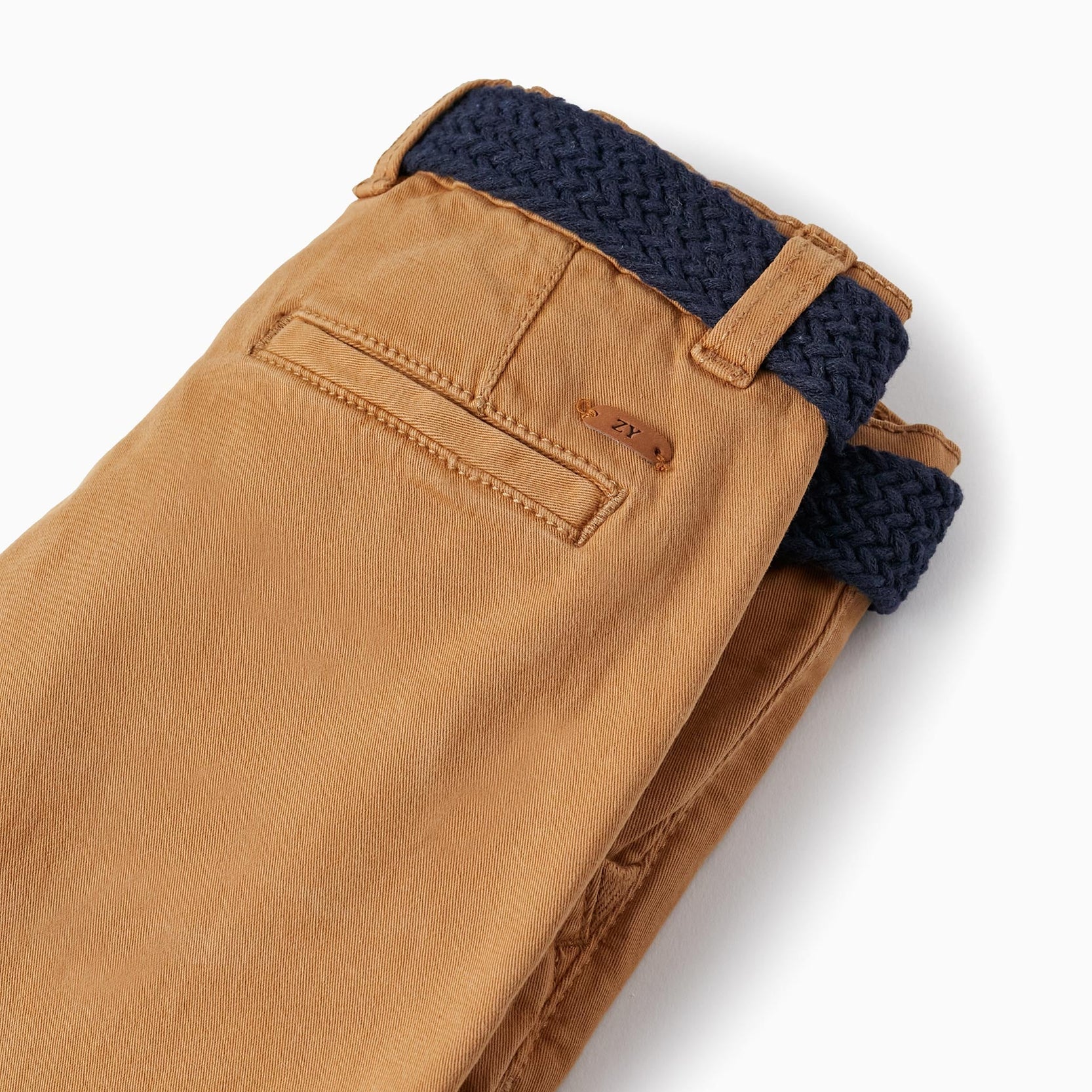 Chino Twill Shorts With Belt for Boys, Camel