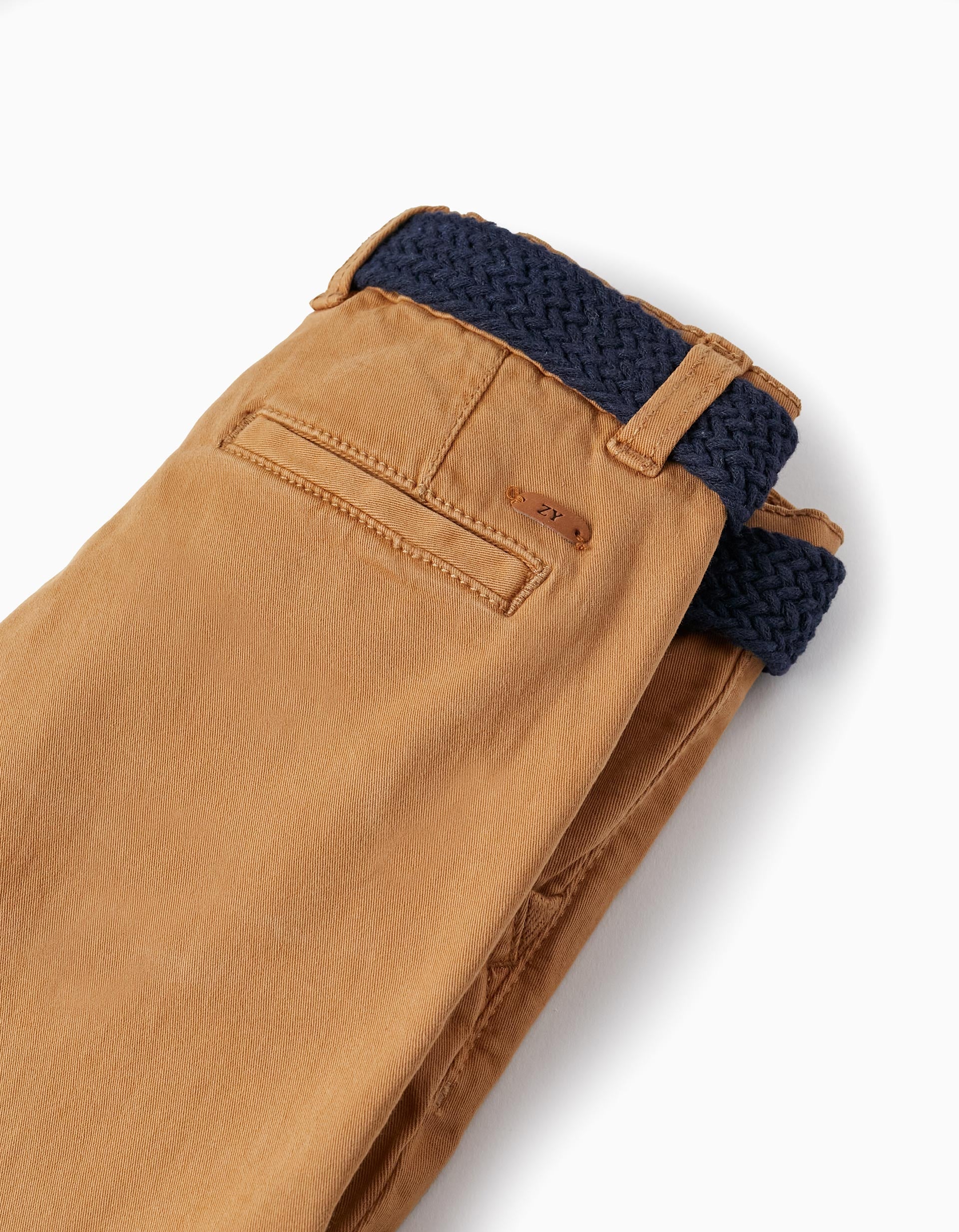 Chino Twill Shorts With Belt for Boys, Camel