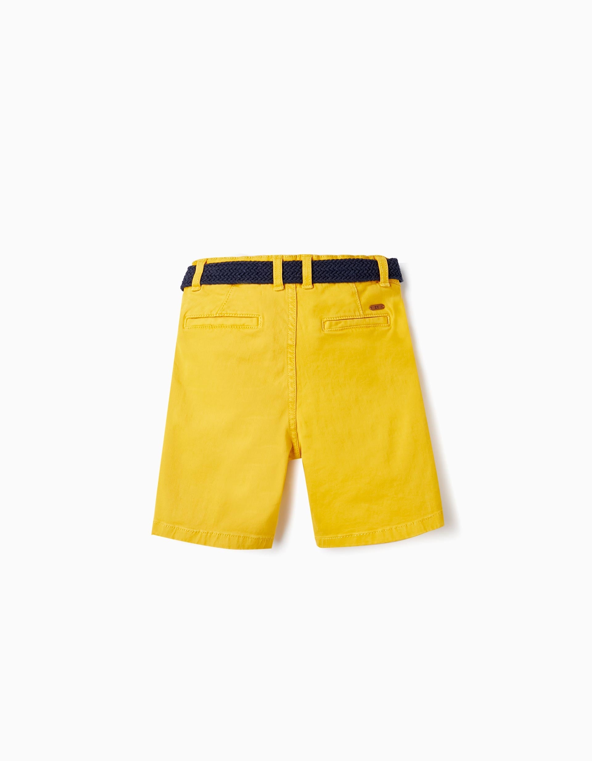 Chino Shorts with Belt for Boys, Yellow
