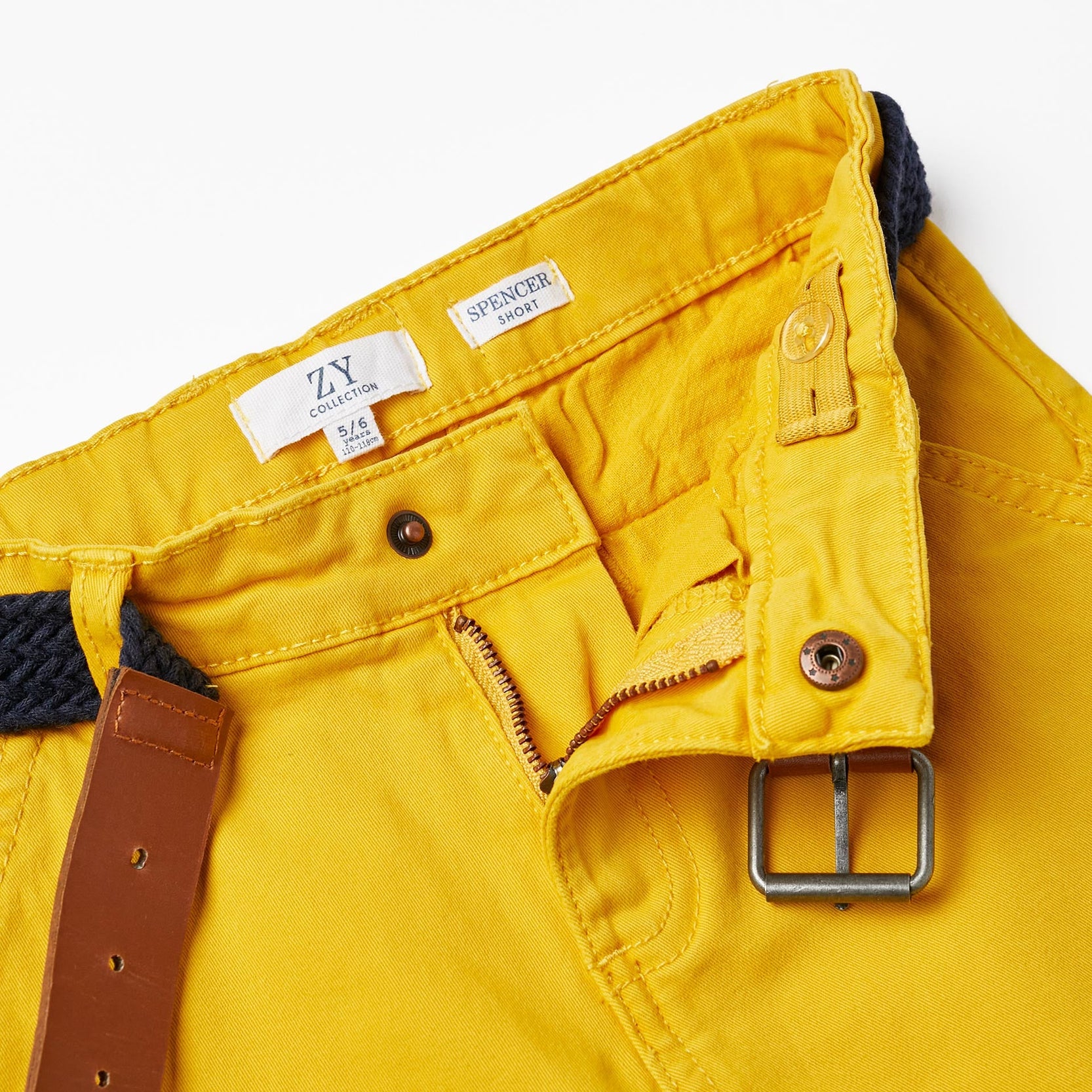 Chino Shorts with Belt for Boys, Yellow