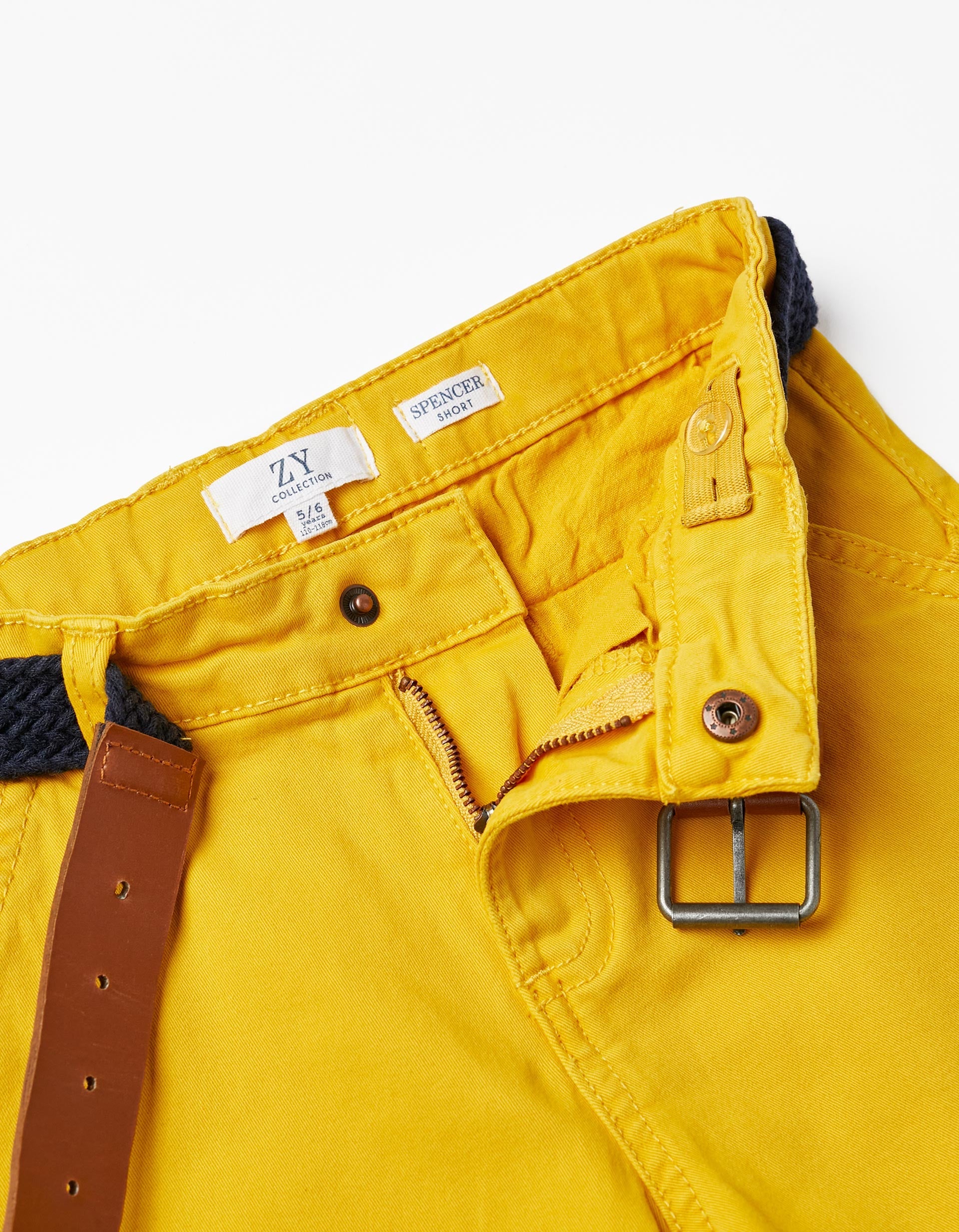 Chino Shorts with Belt for Boys, Yellow