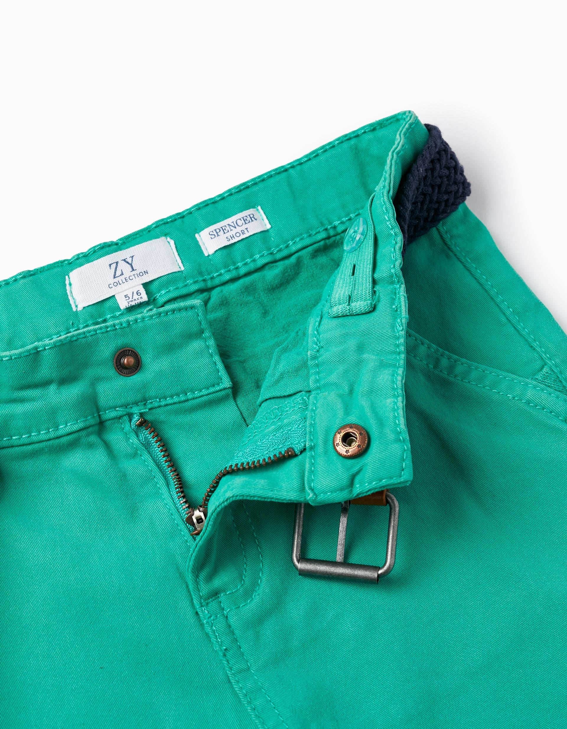 Chino Twill Shorts With Belt for Boys, Green