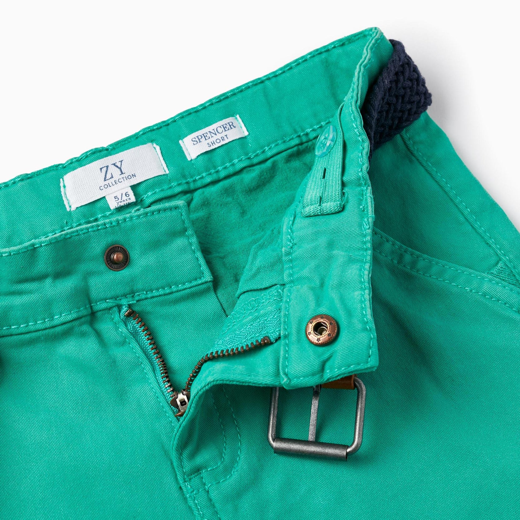 Chino Twill Shorts With Belt for Boys, Green