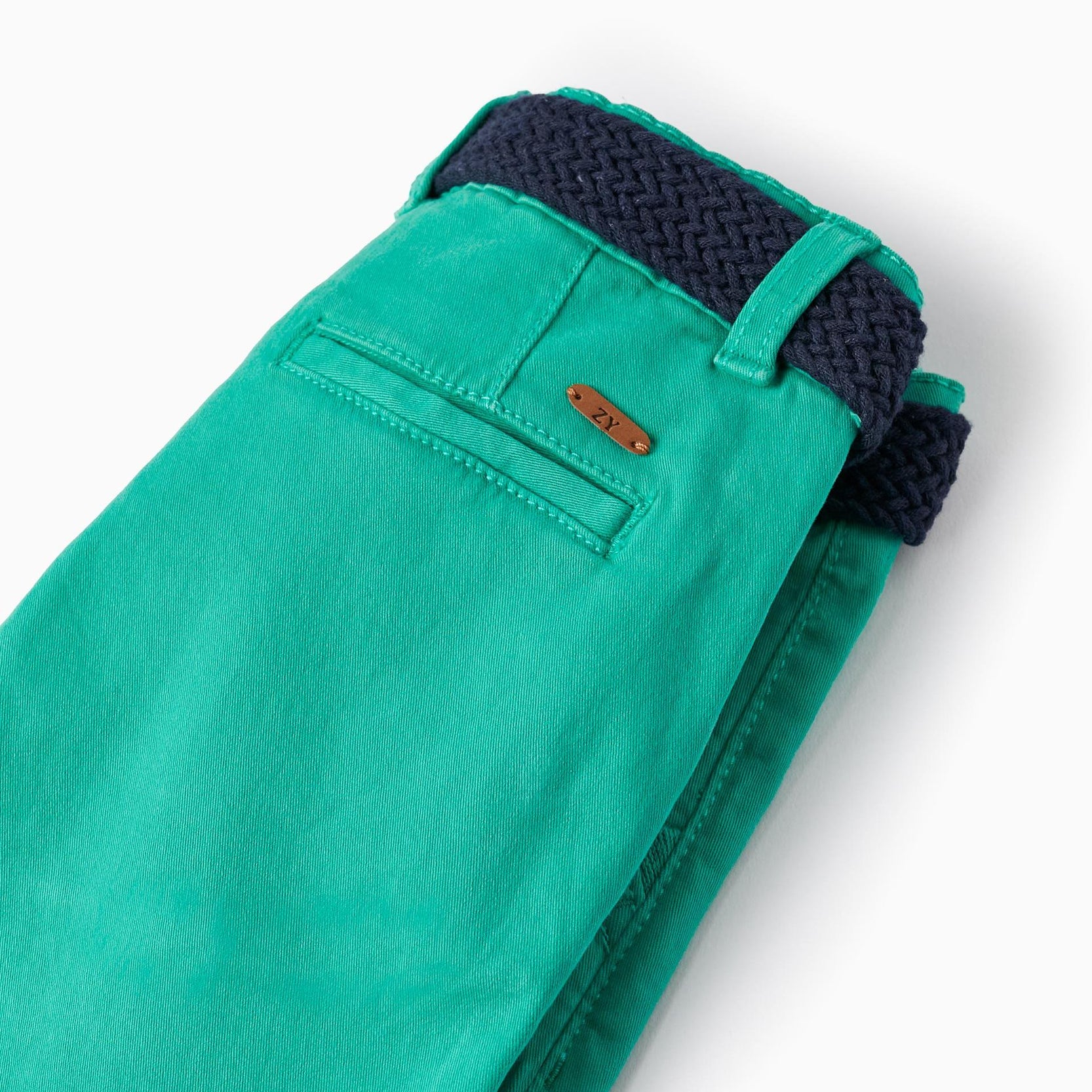 Chino Twill Shorts With Belt for Boys, Green