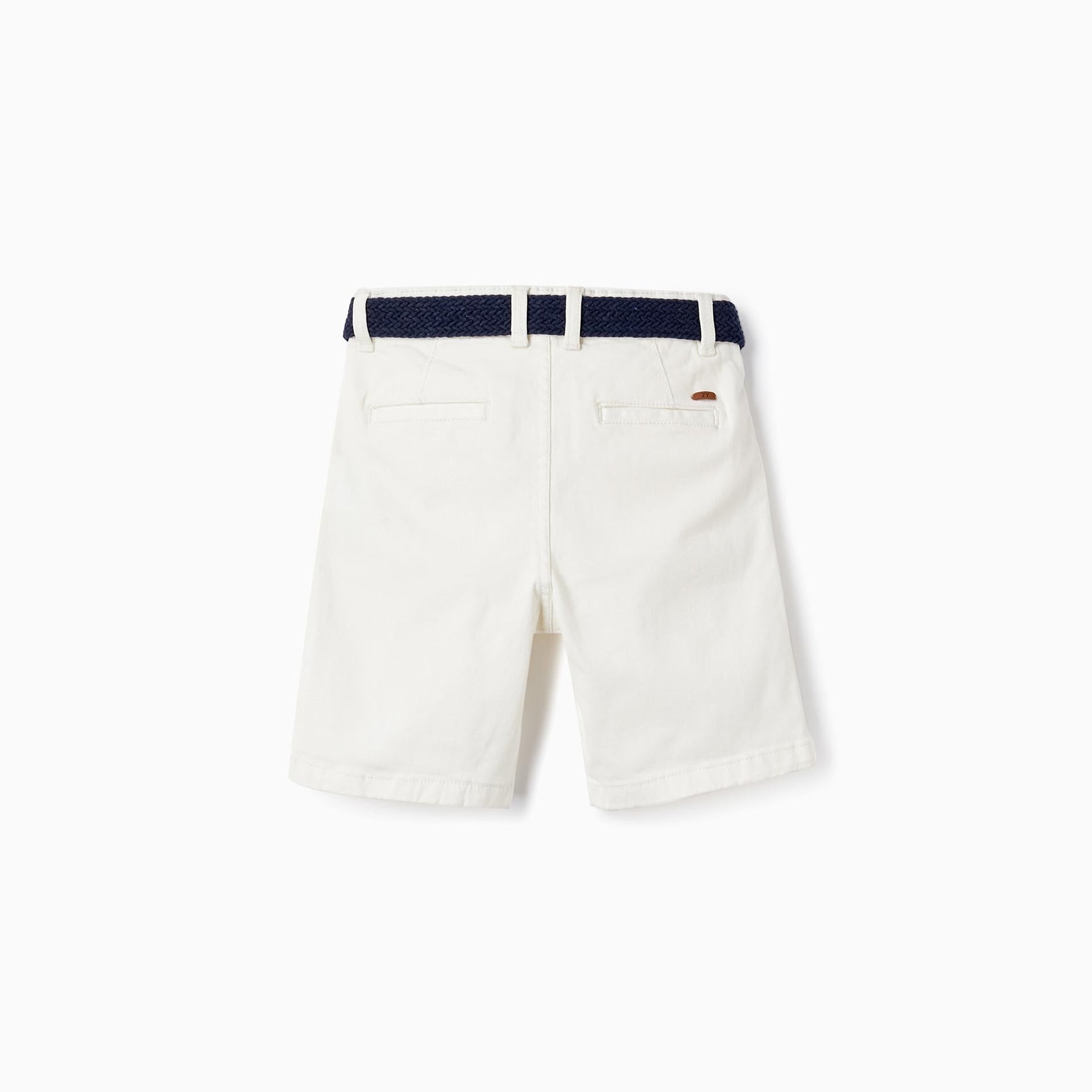 Chino Twill Shorts With Belt for Boys, White