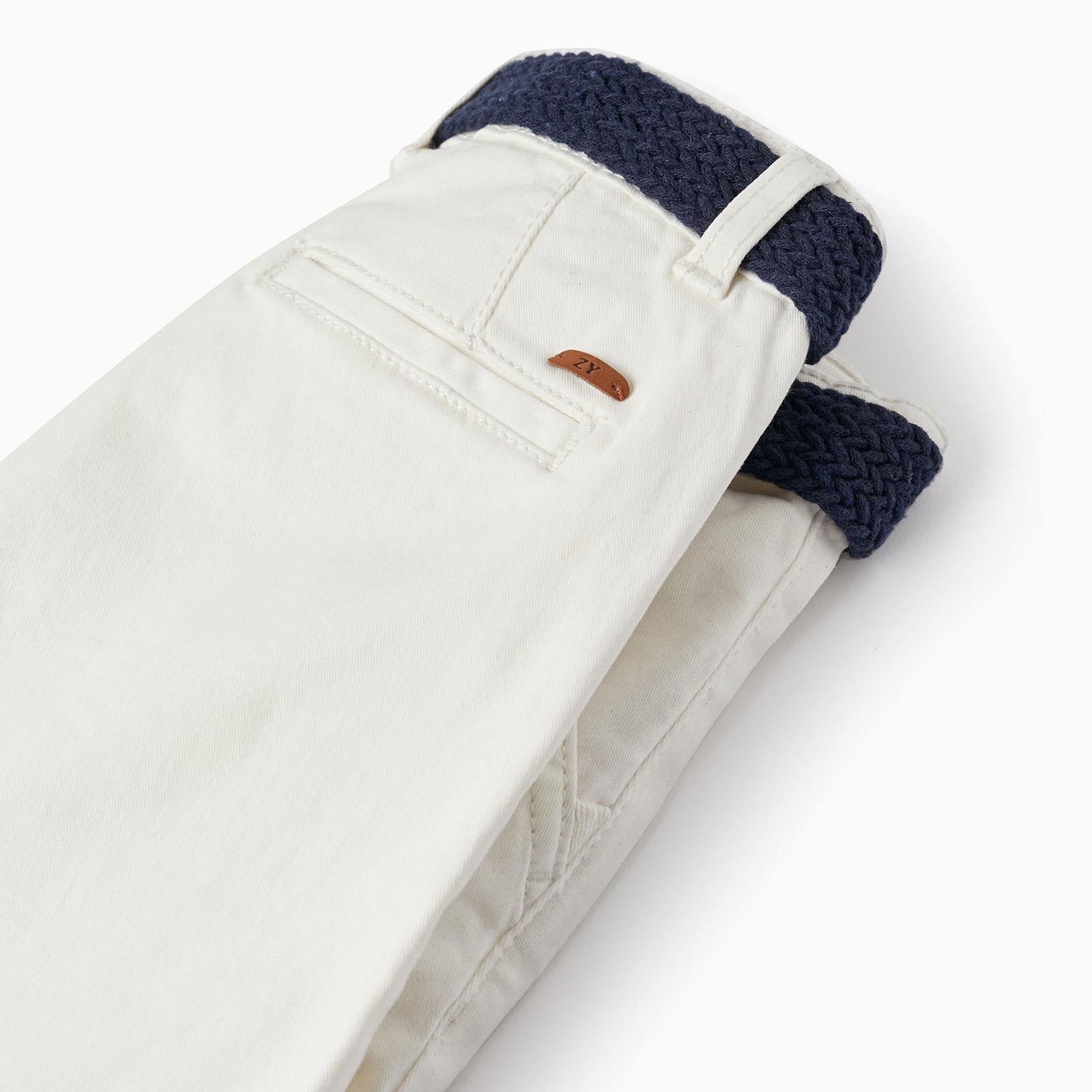 Chino Twill Shorts With Belt for Boys, White