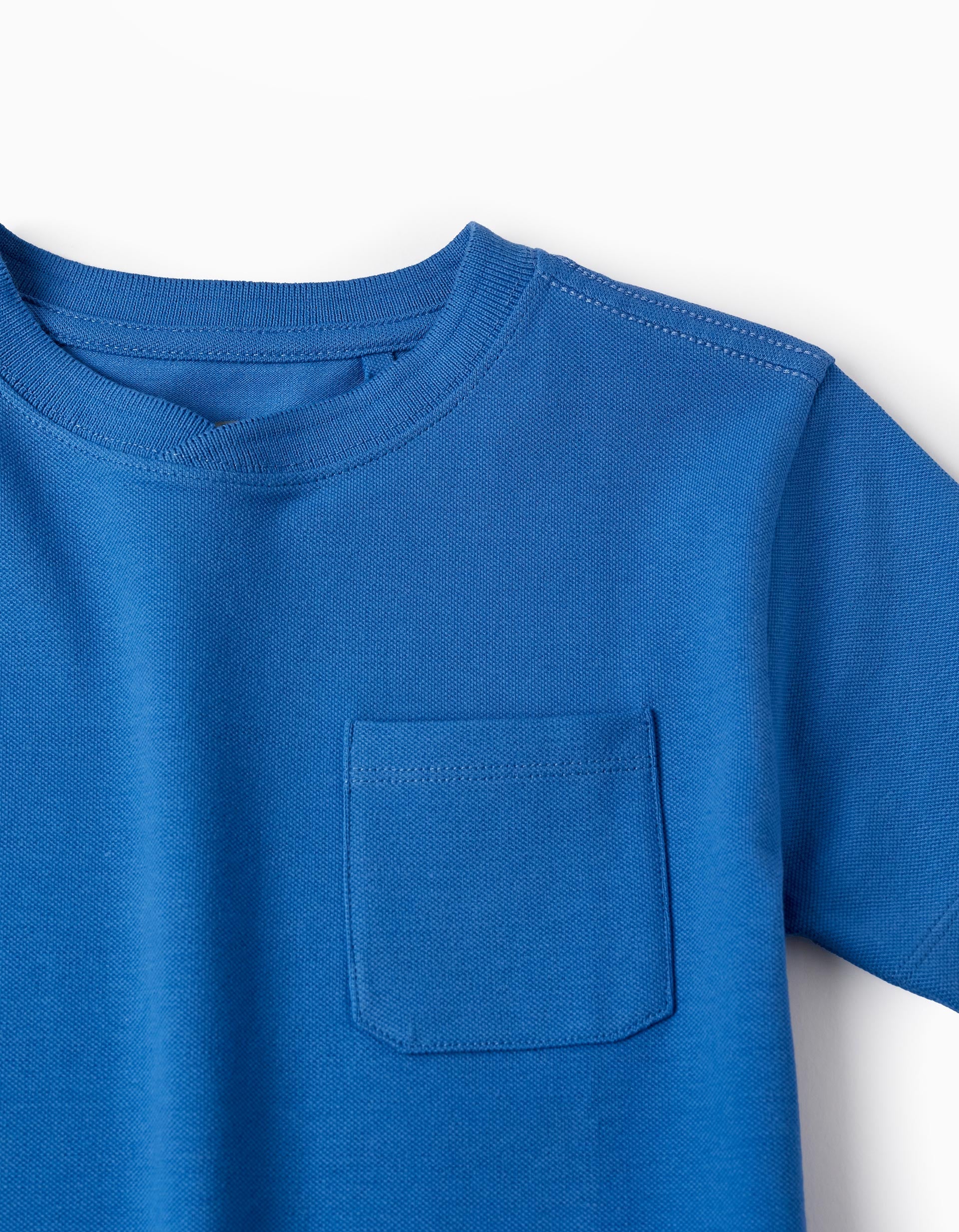 Short-Sleeved T-Shirt in Cotton Piqué for Boys, Blue