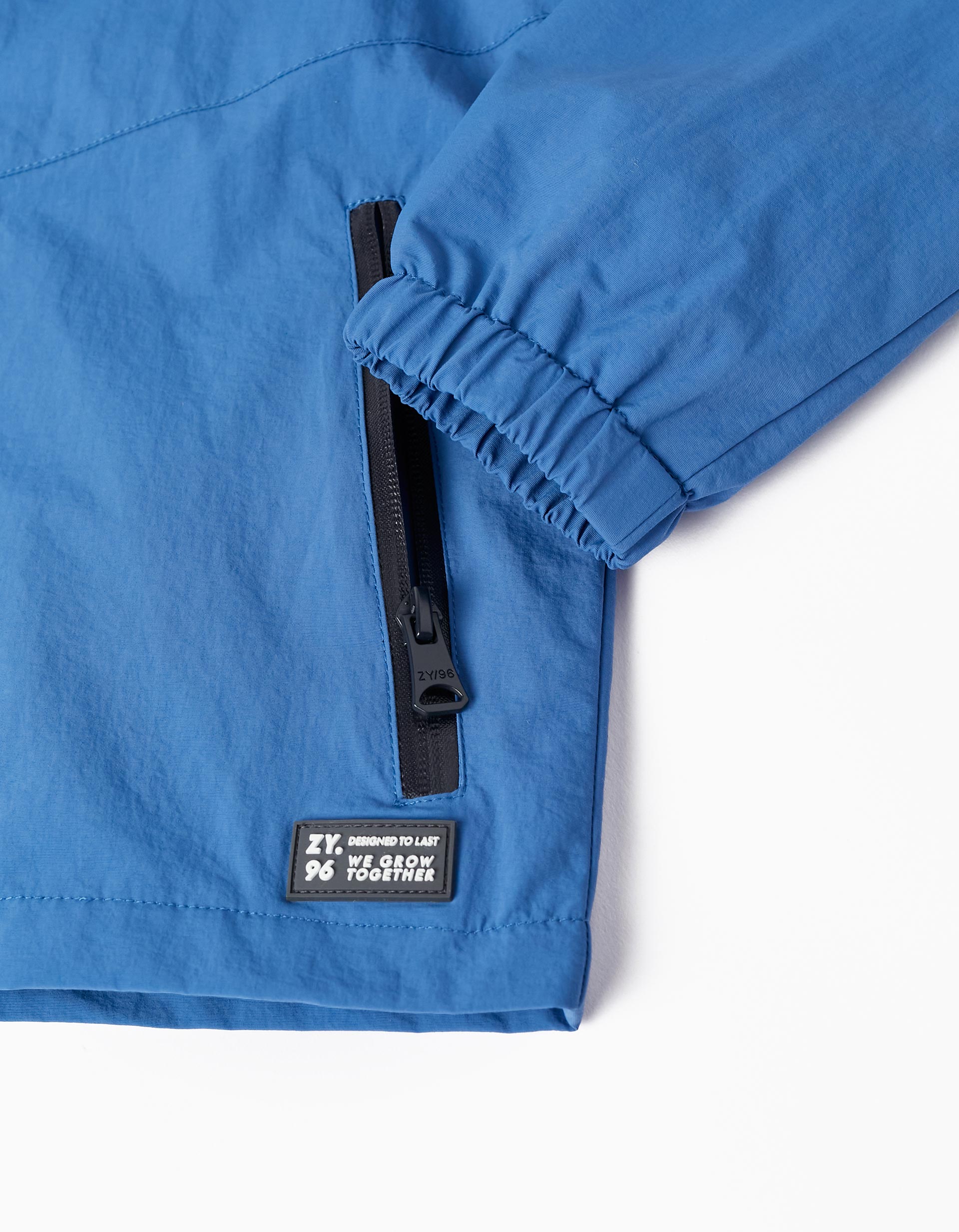 Hooded Windbreaker Jacket for Boys, Blue/Black