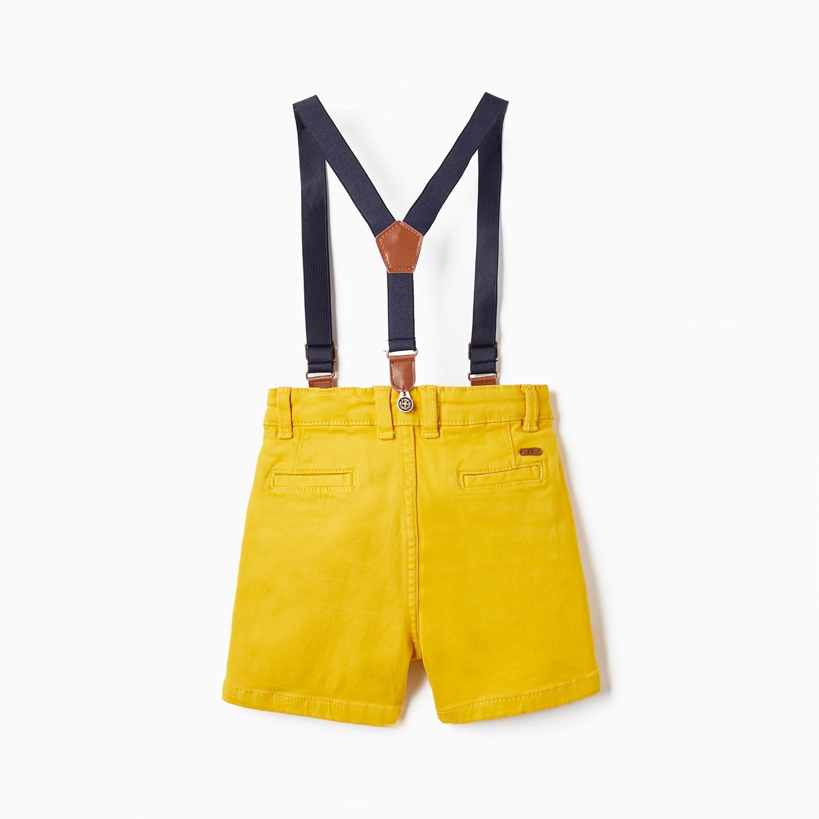 Twill Shorts with Suspenders for Baby Boys, Yellow