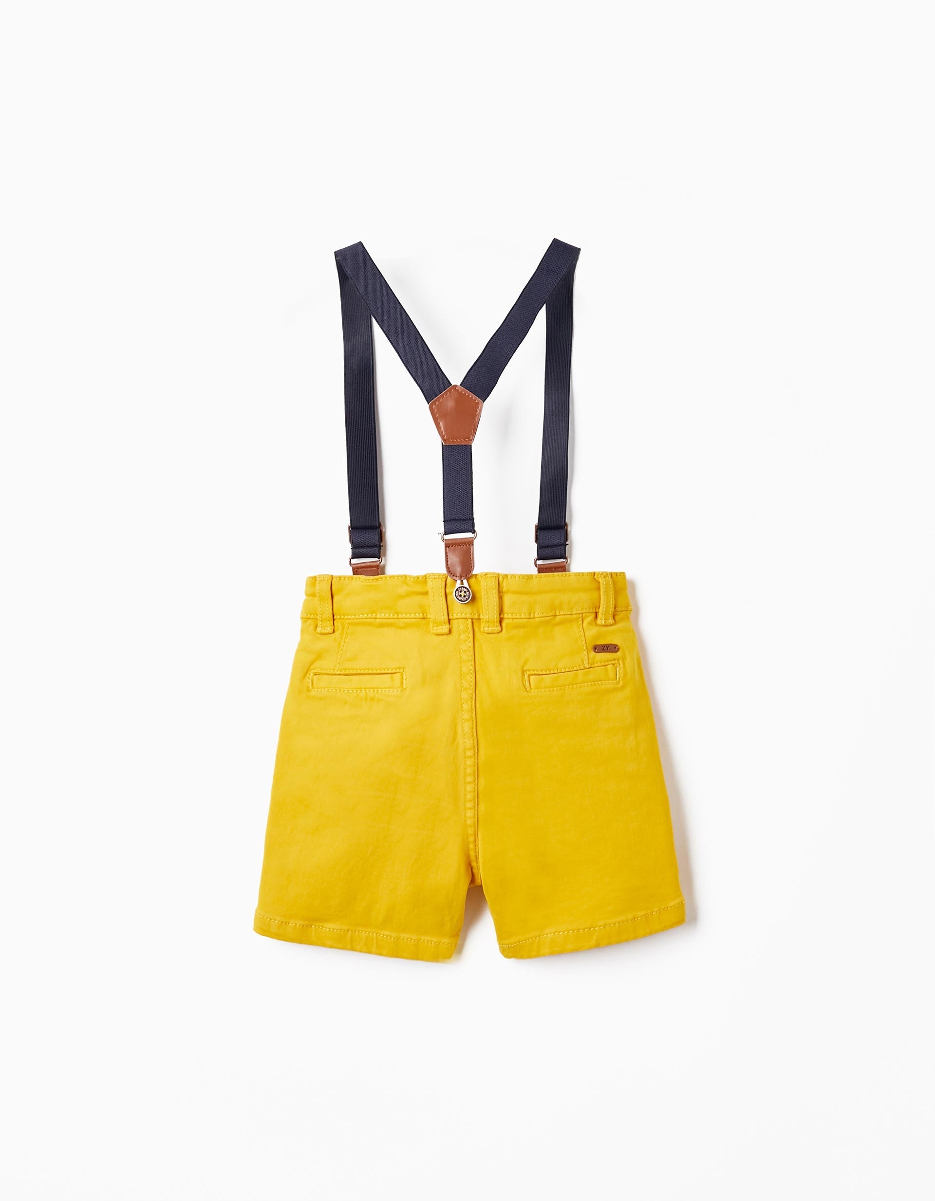 Twill Shorts with Suspenders for Baby Boys, Yellow