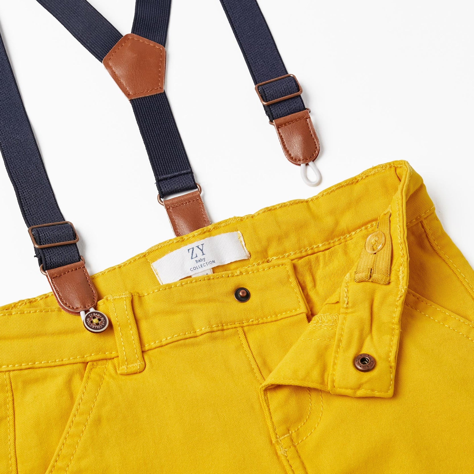 Twill Shorts with Suspenders for Baby Boys, Yellow