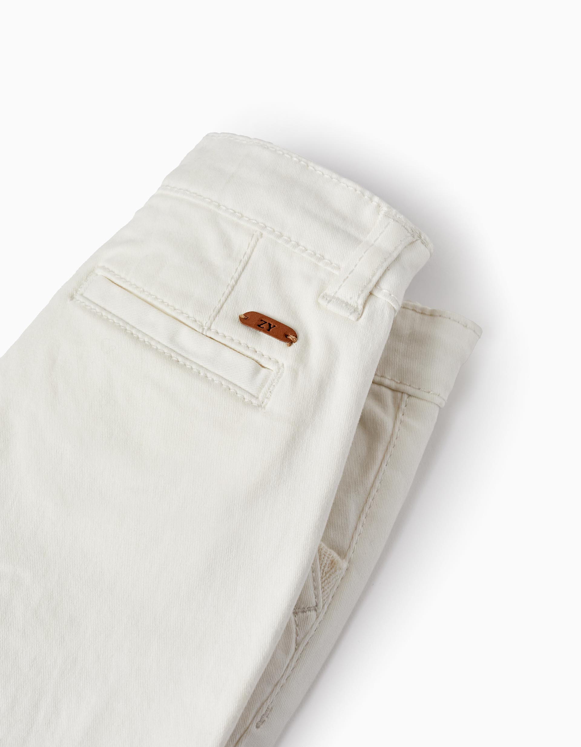 Twill Shorts with Suspenders for Baby Boys, White