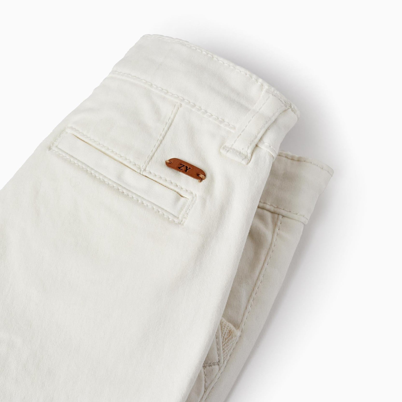 Twill Shorts with Suspenders for Baby Boys, White