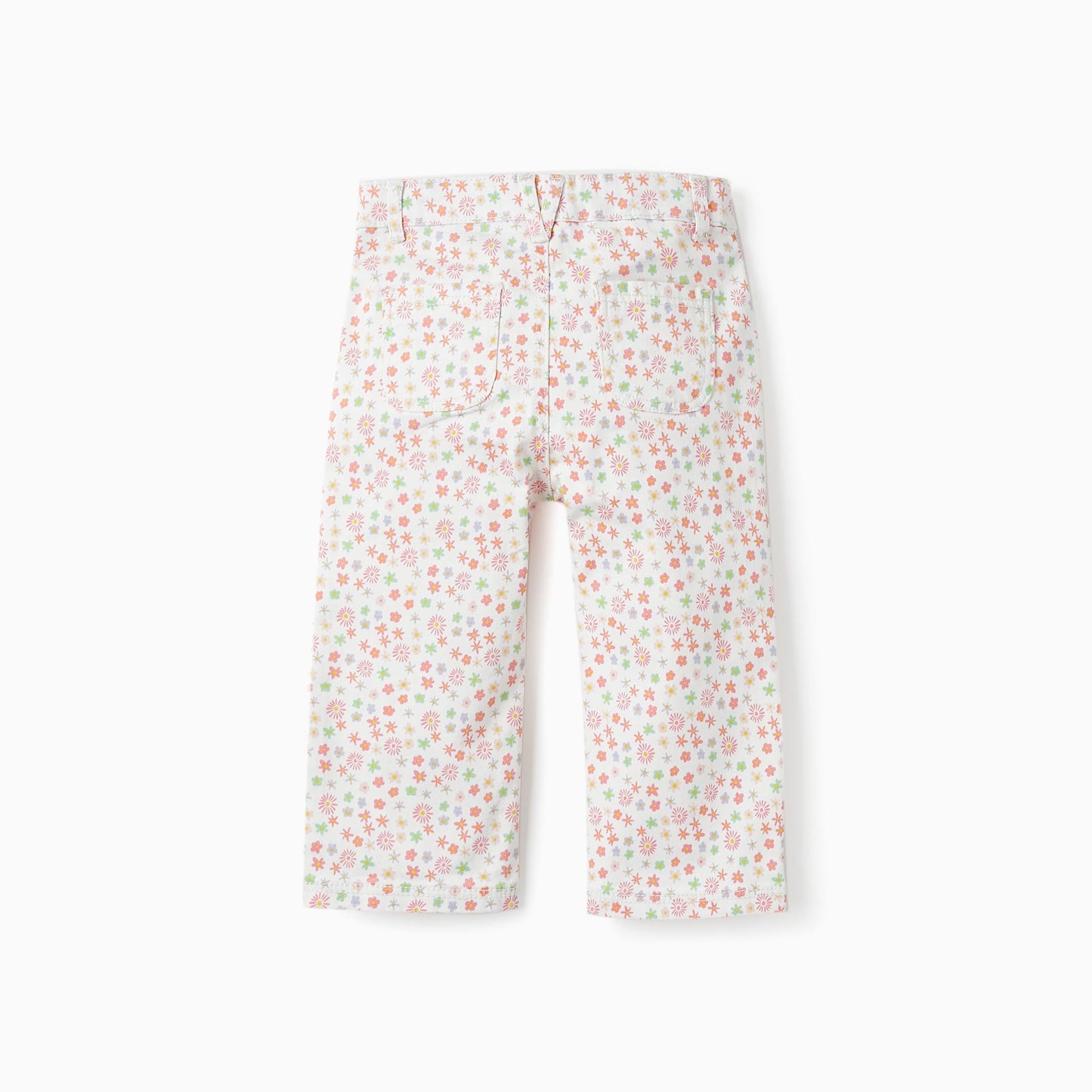 Twill Trousers with Floral Pattern for Baby Girls, Multicolour