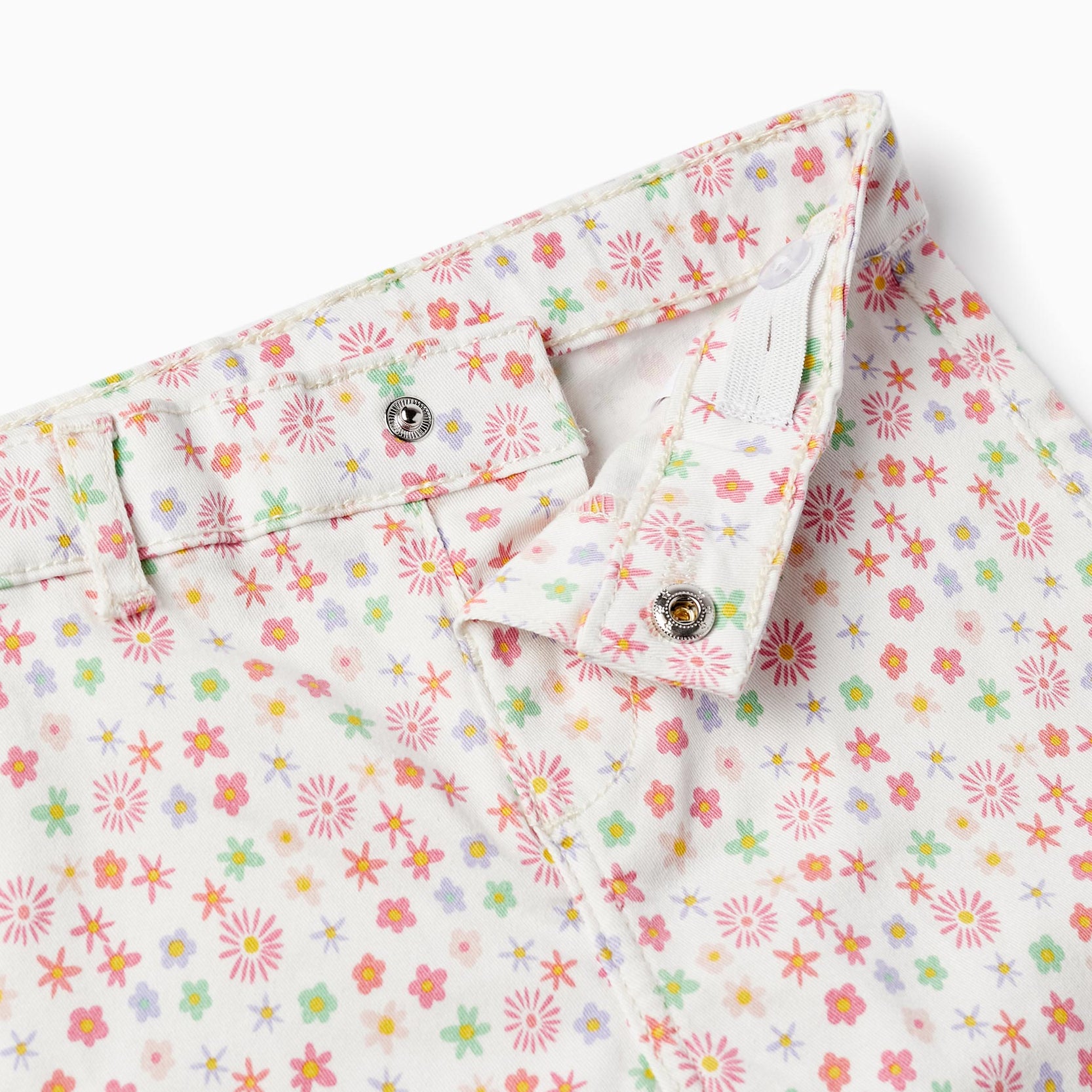 Twill Trousers with Floral Pattern for Baby Girls, Multicolour