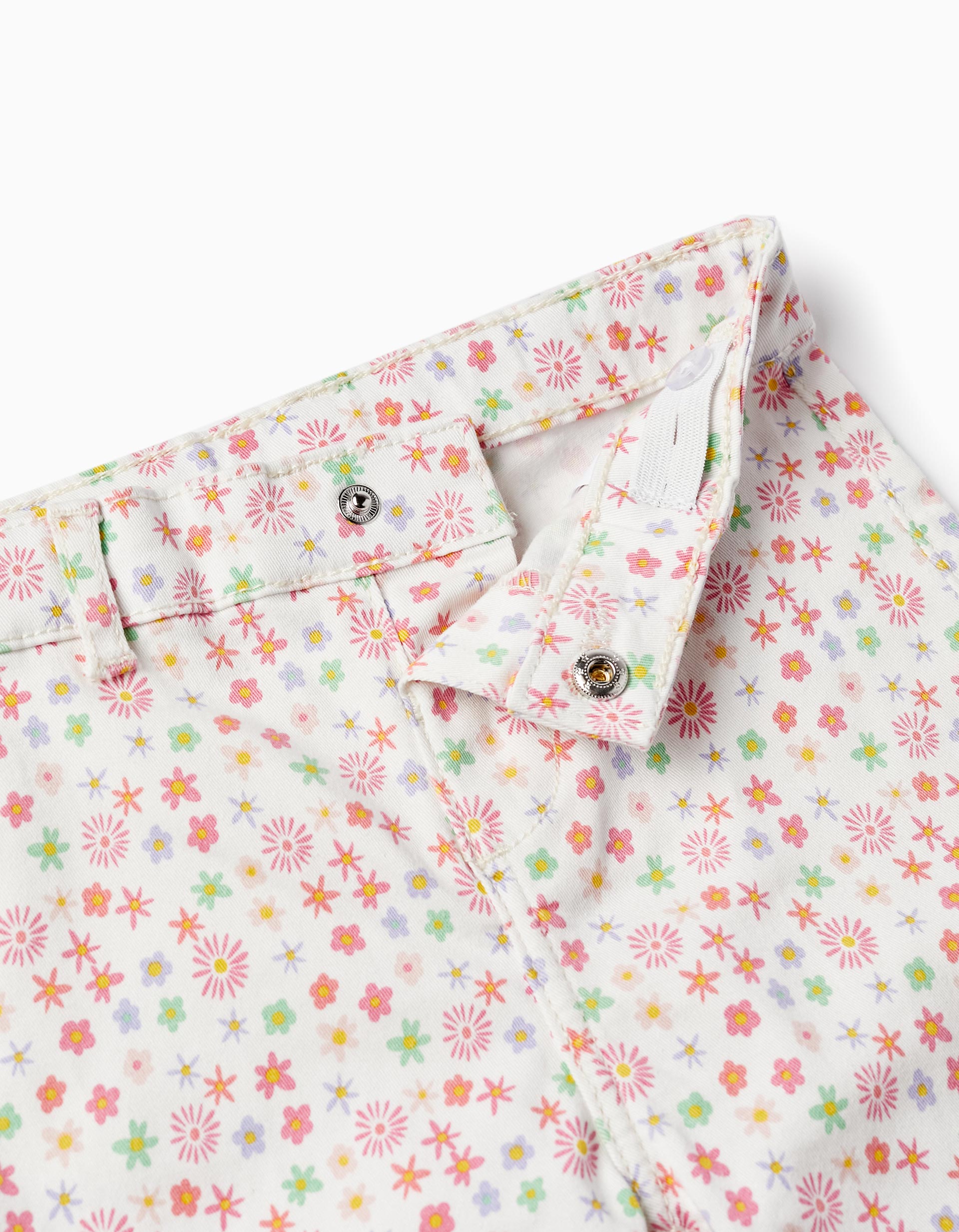 Twill Trousers with Floral Pattern for Baby Girls, Multicolour