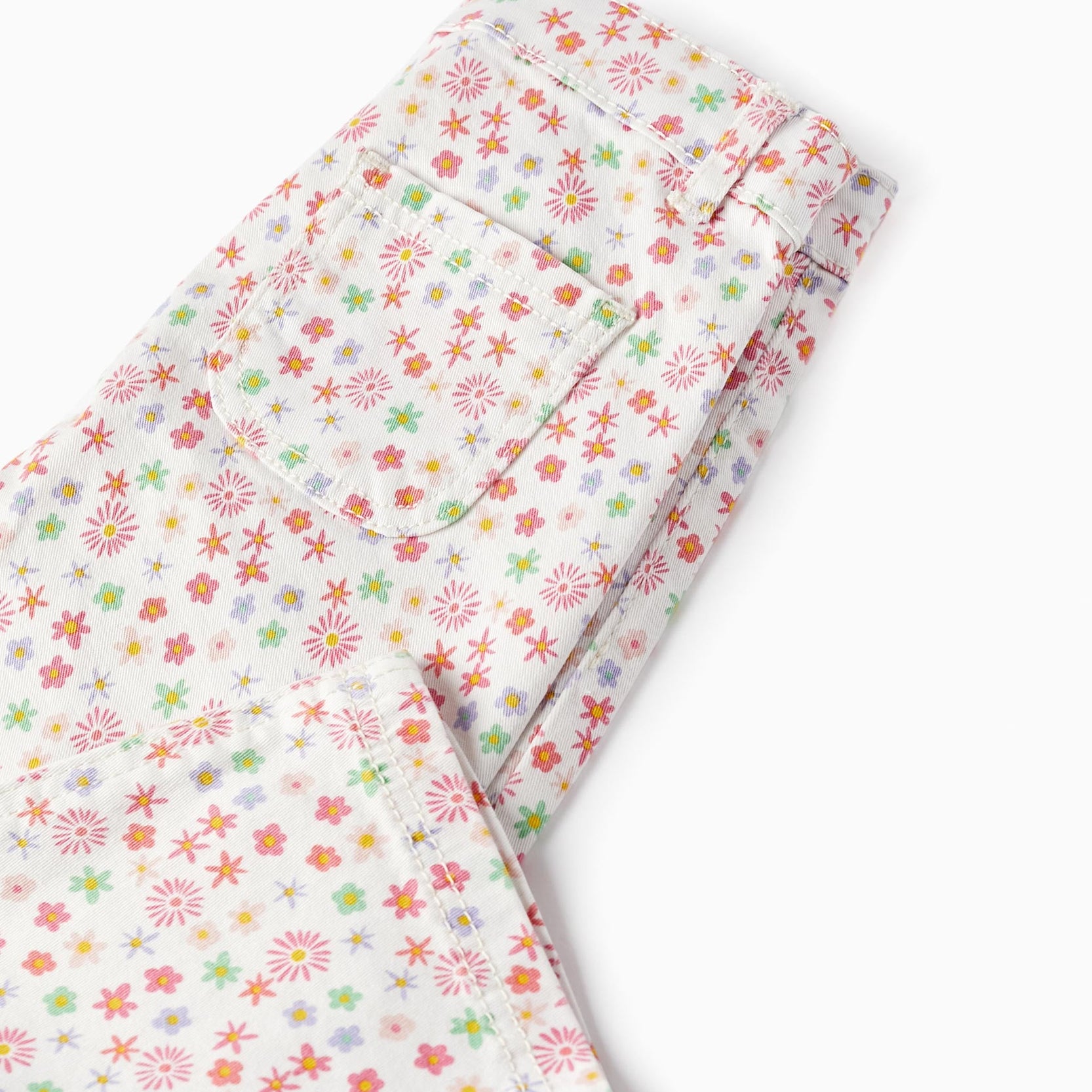 Twill Trousers with Floral Pattern for Baby Girls, Multicolour