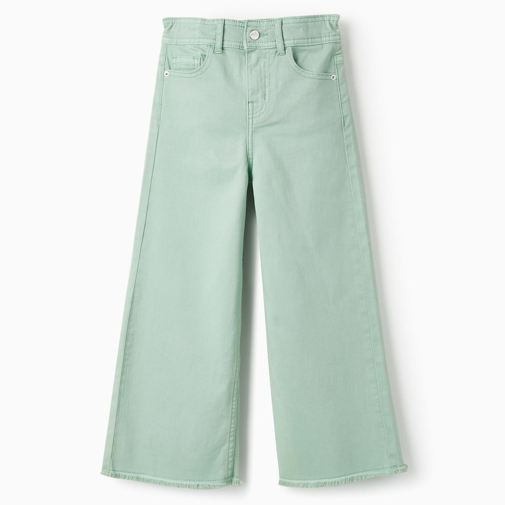 Cotton Trousers for Girls 'Wide Leg', Green