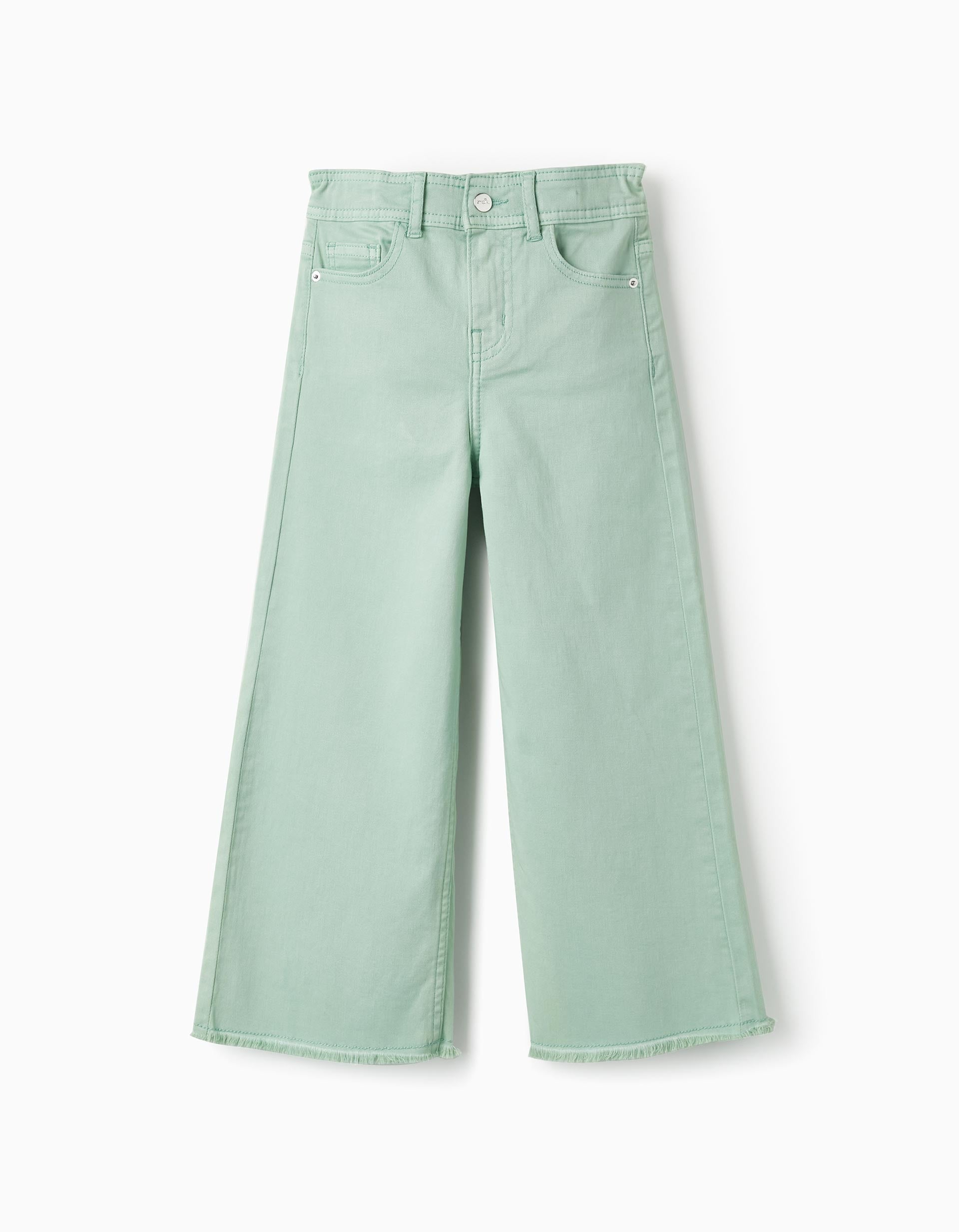 Cotton Trousers for Girls 'Wide Leg', Green