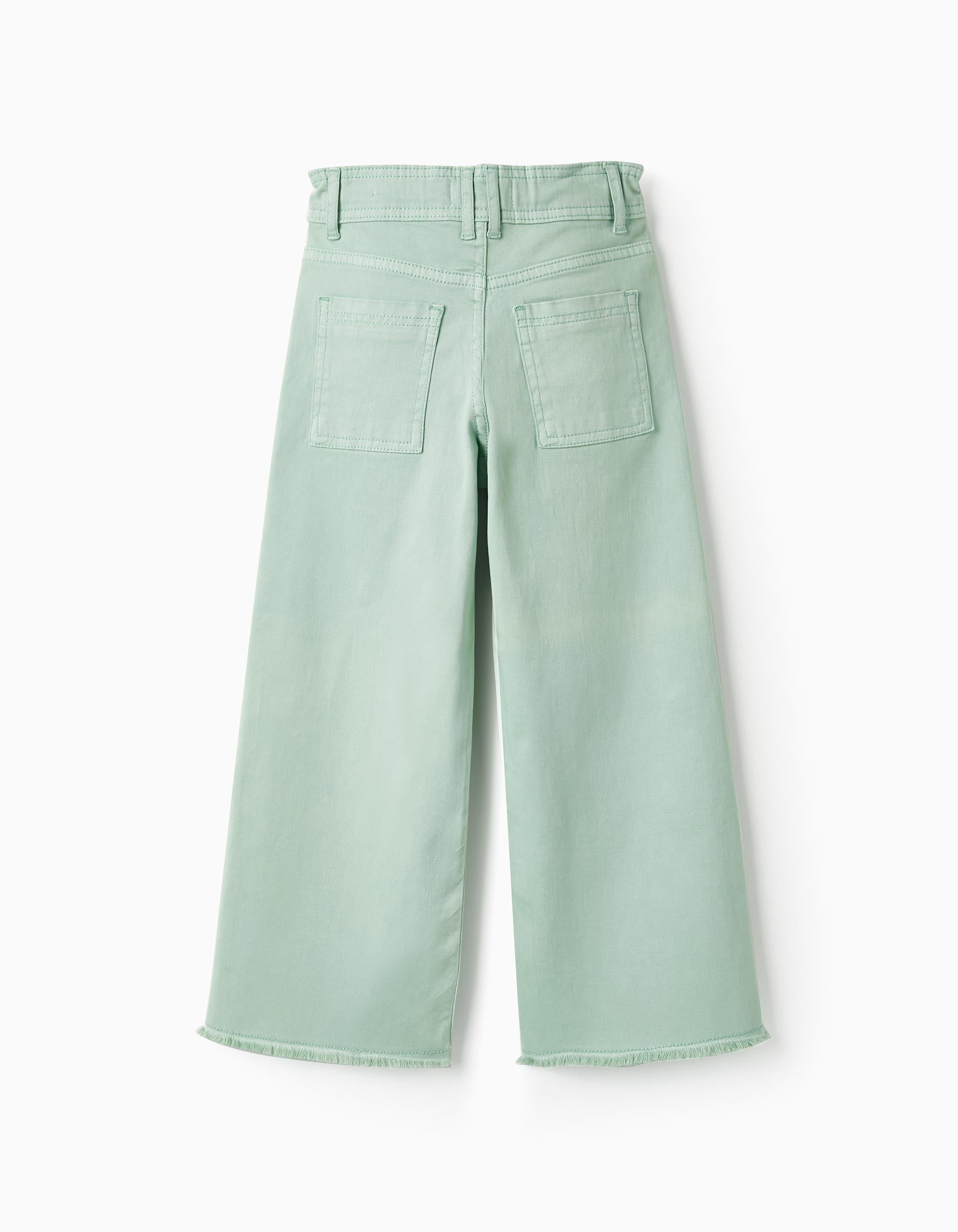 Cotton Trousers for Girls 'Wide Leg', Green