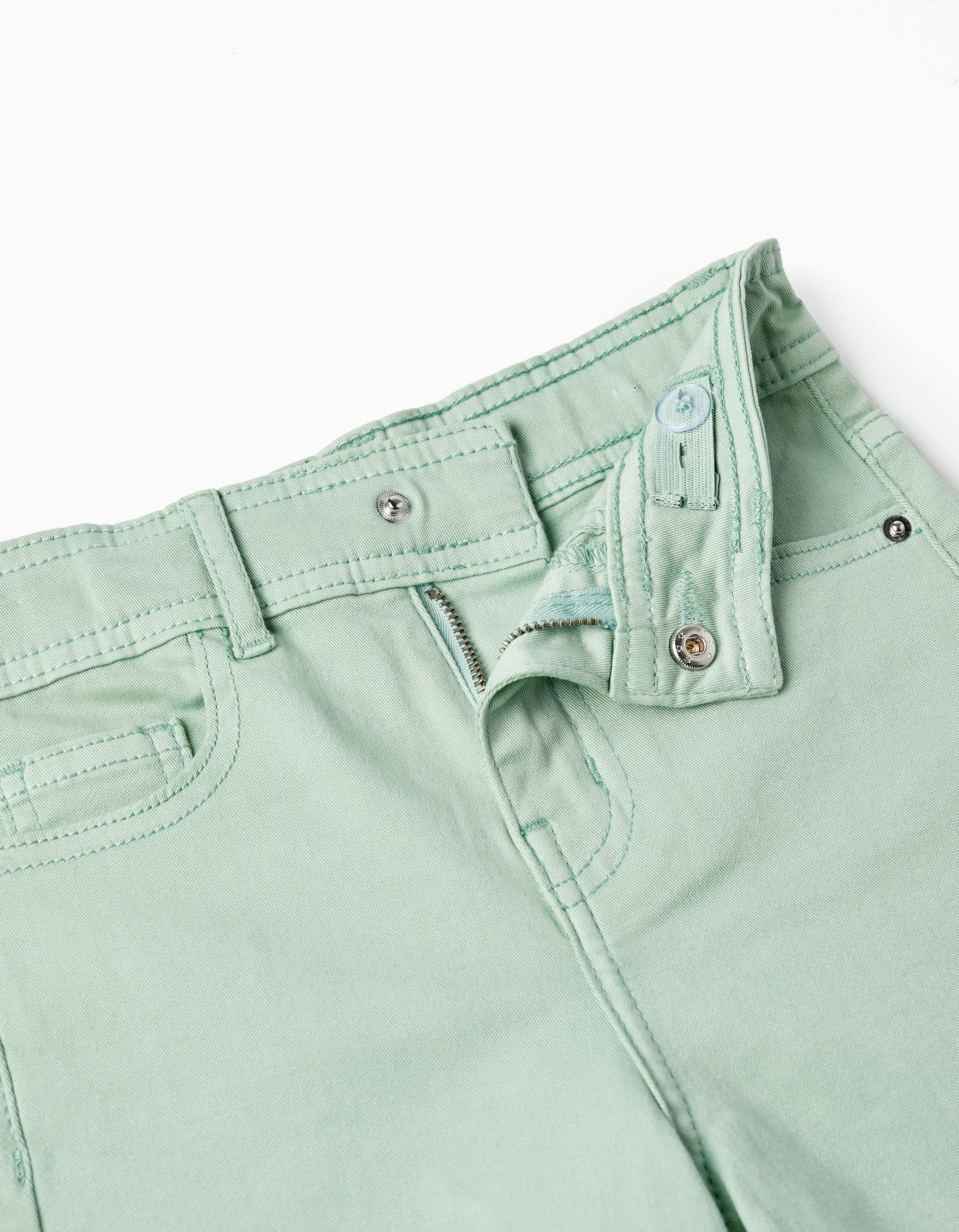 Cotton Trousers for Girls 'Wide Leg', Green