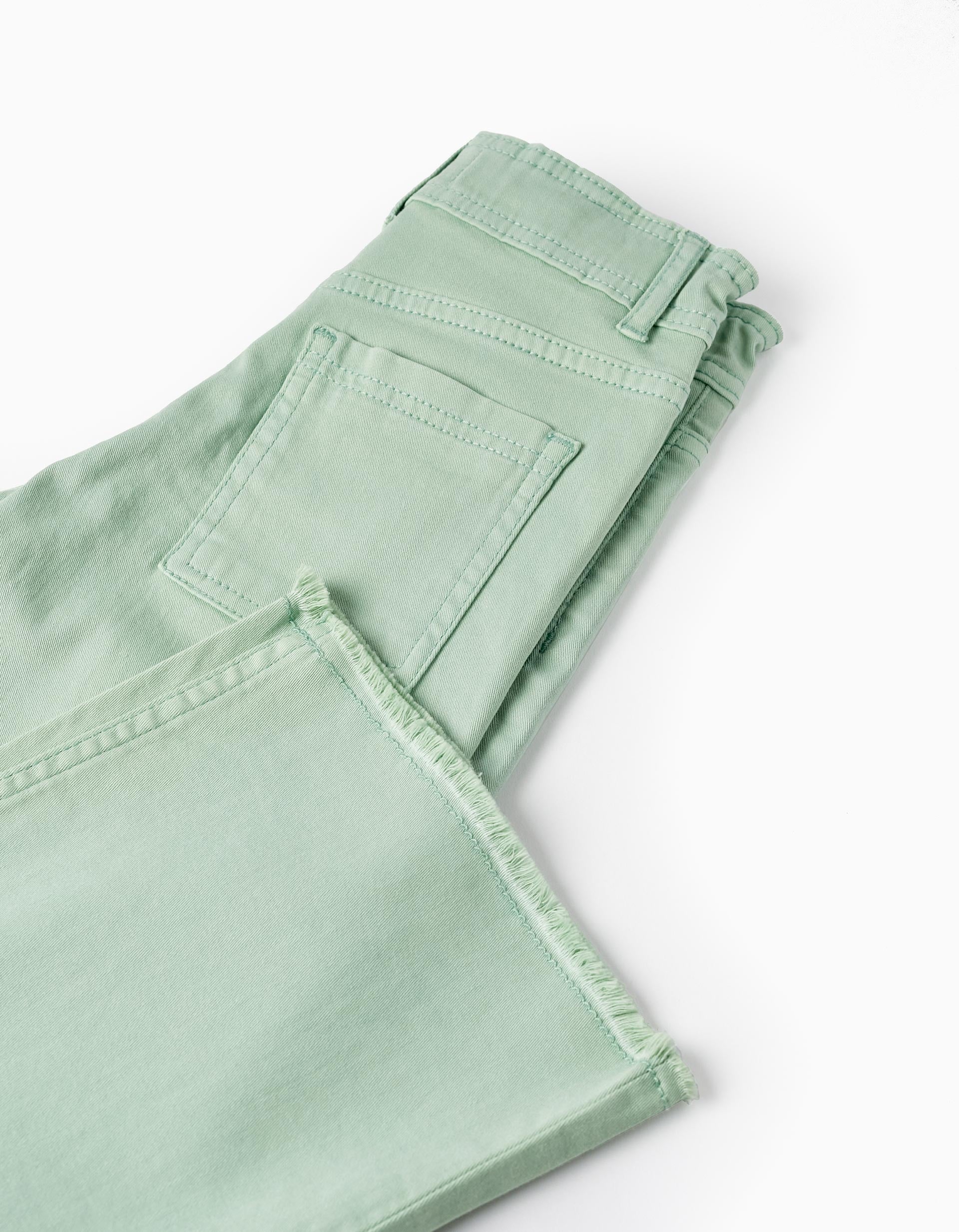 Cotton Trousers for Girls 'Wide Leg', Green
