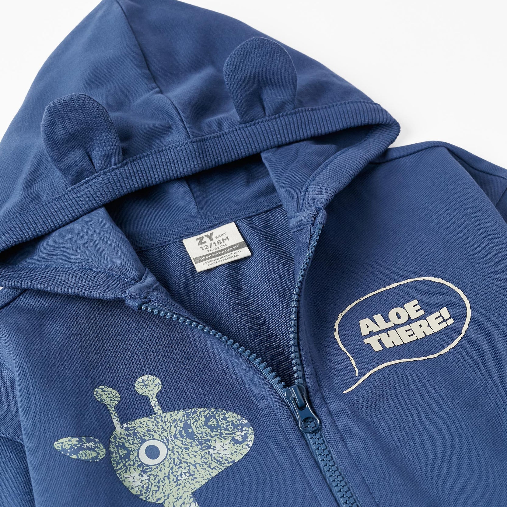 Hooded Jacket with 3D Ears for Baby Boys 'Aloe There!', Blue