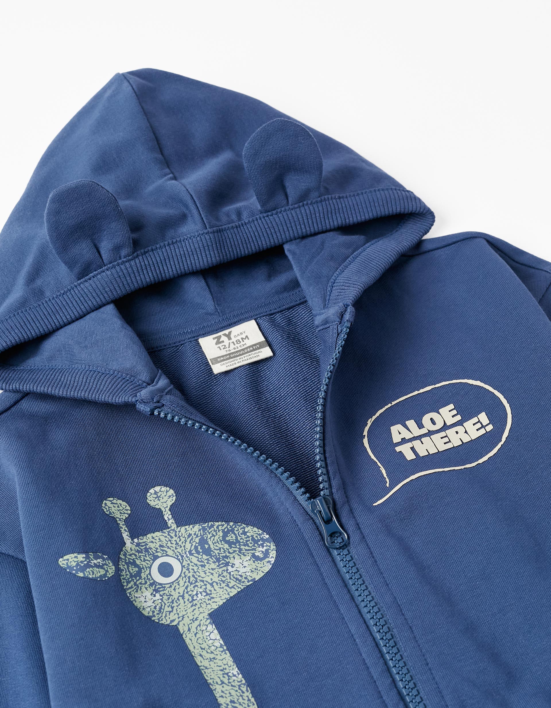 Hooded Jacket with 3D Ears for Baby Boys 'Aloe There!', Blue