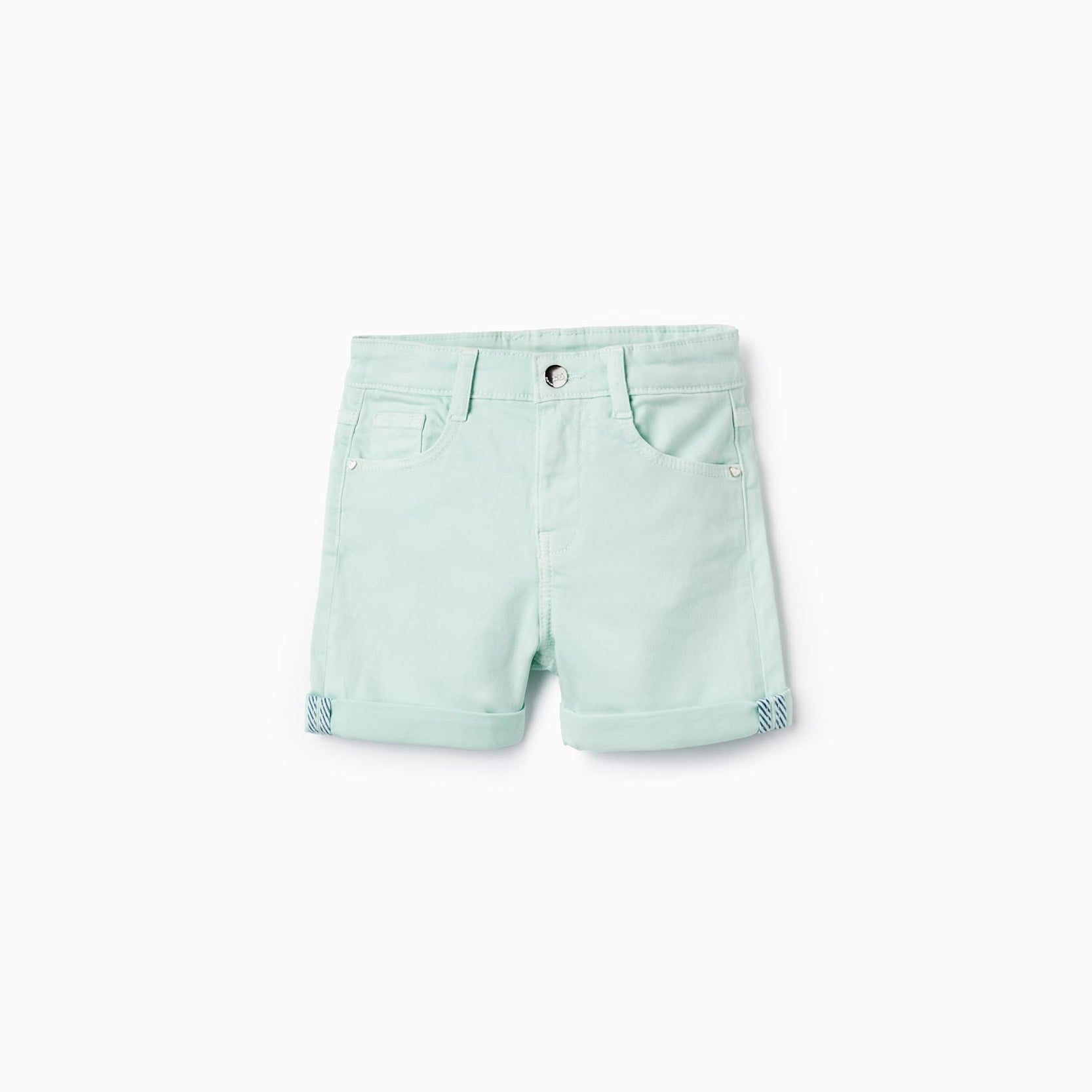 Cotton Twill Shorts for Girls, Aqua Green