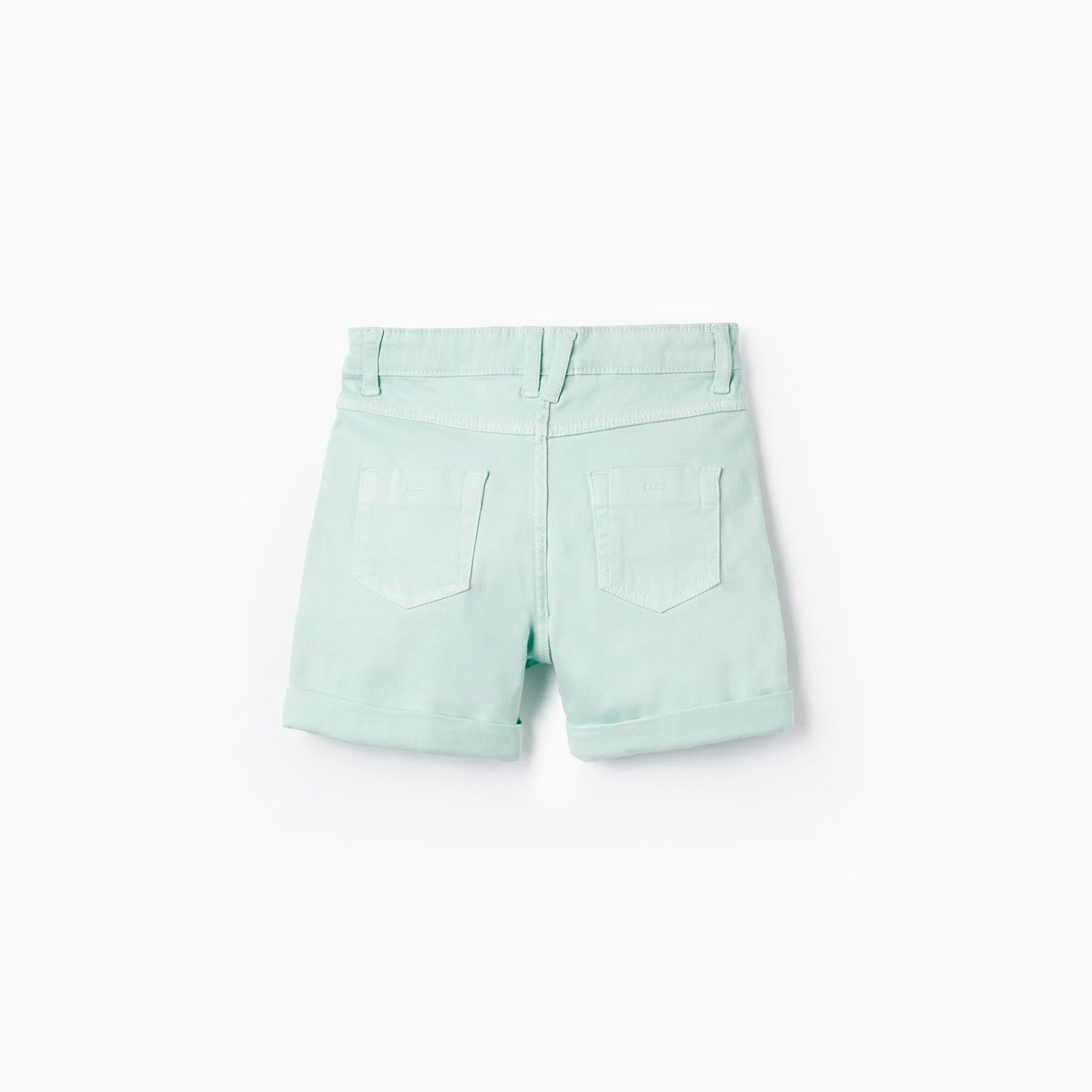 Cotton Twill Shorts for Girls, Aqua Green
