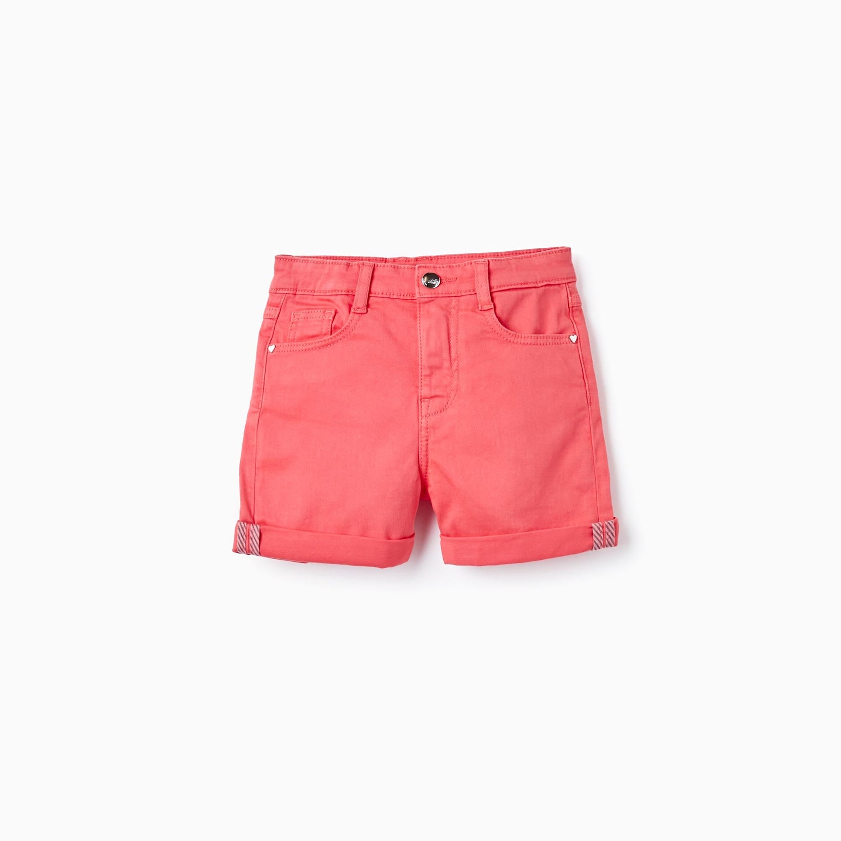 Cotton Twill Shorts for Girls, Coral