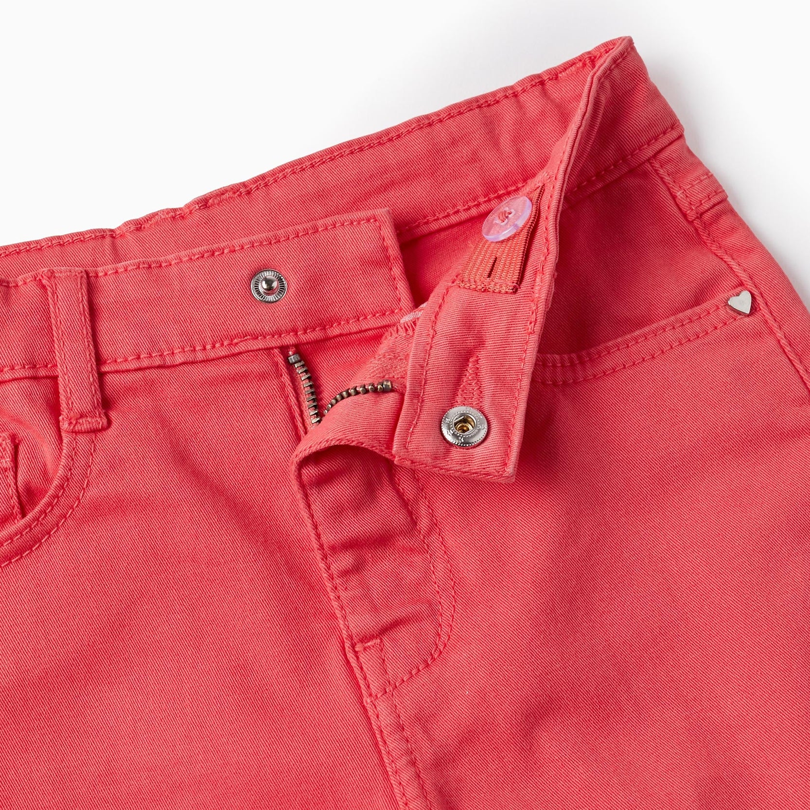 Cotton Twill Shorts for Girls, Coral