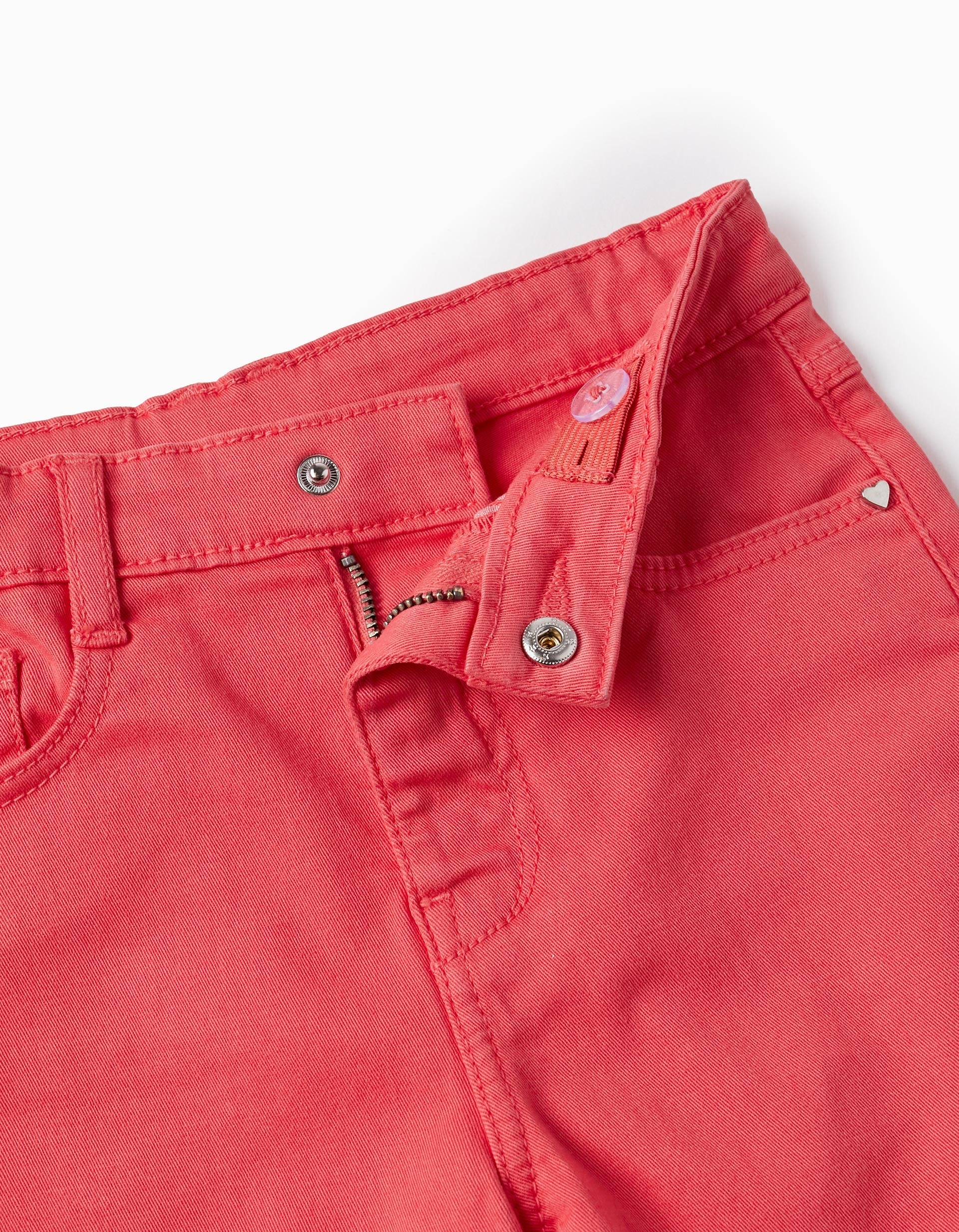 Cotton Twill Shorts for Girls, Coral