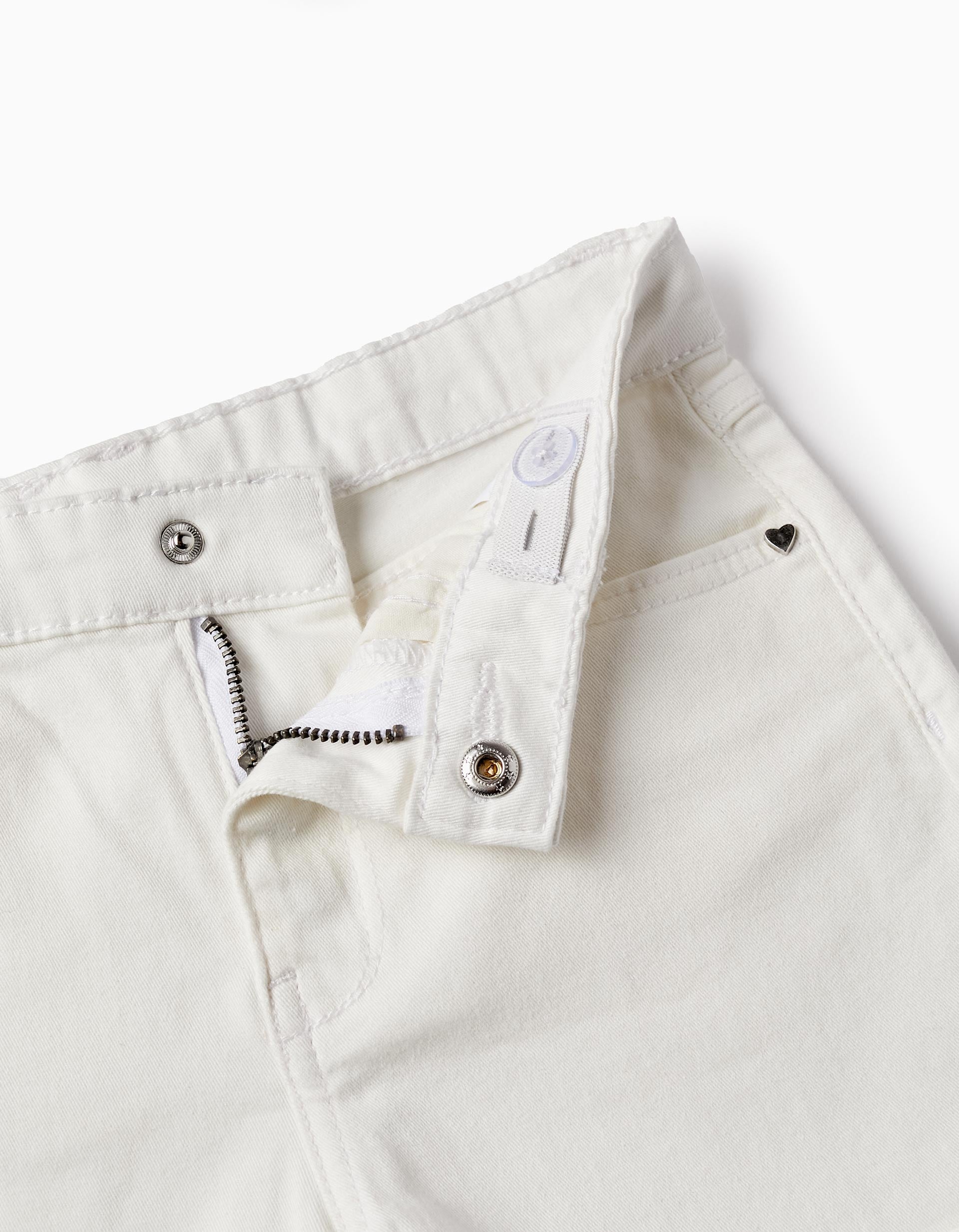 Cotton Twill Shorts for Girls, White