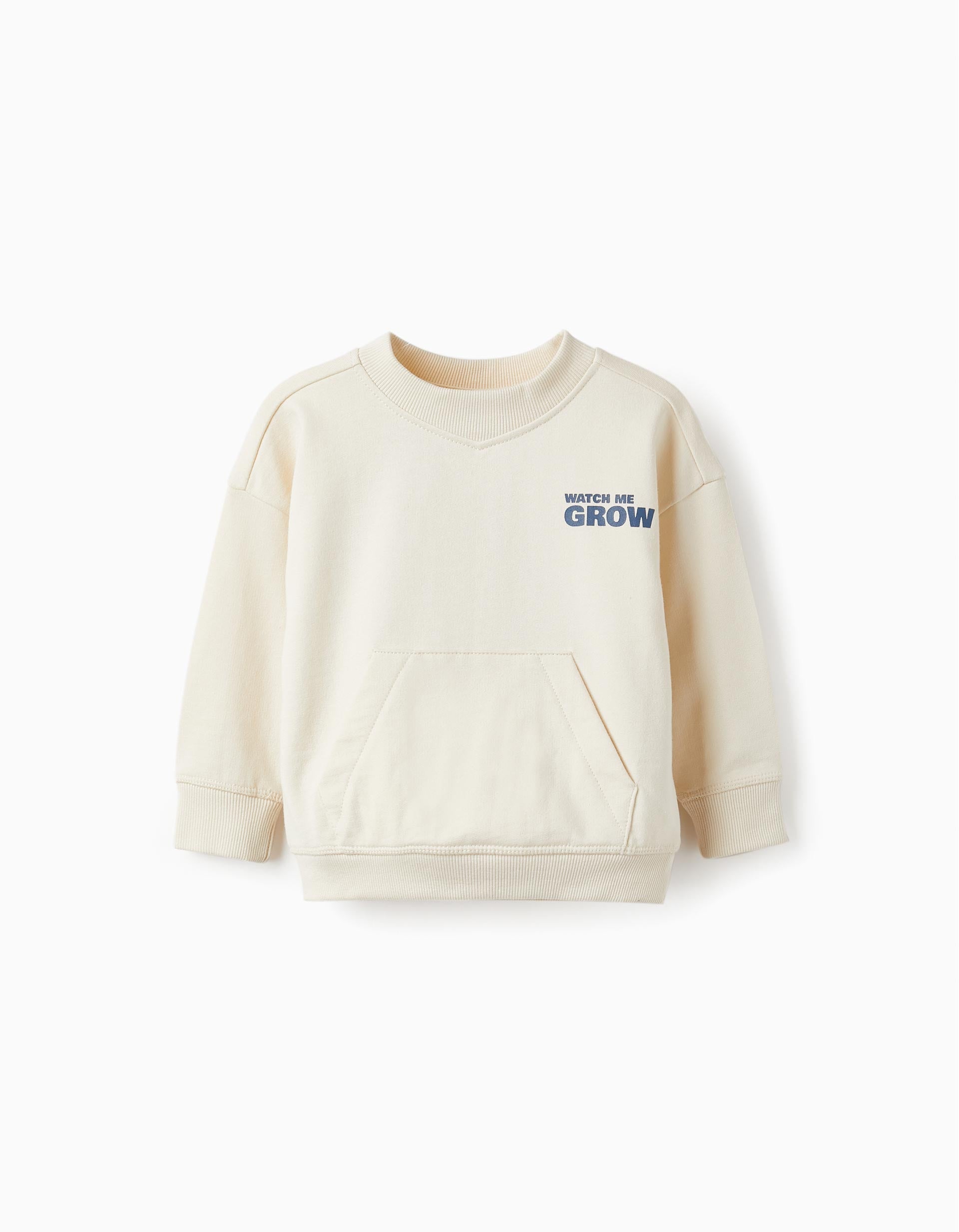 Sweatshirt for Baby Boy 'Watch Me Grow', Light Beige