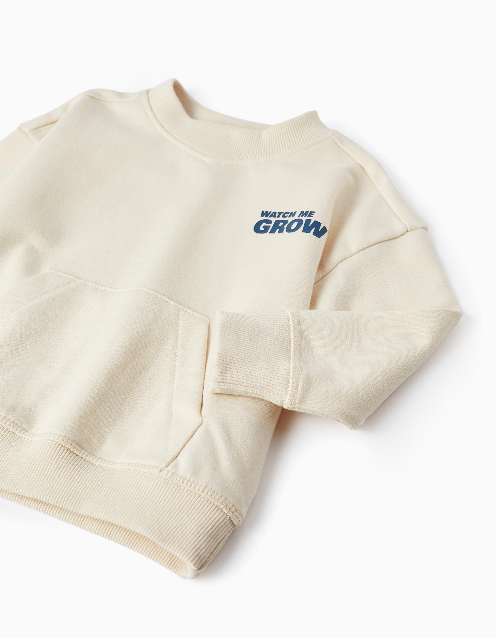 Sweatshirt for Baby Boy 'Watch Me Grow', Light Beige