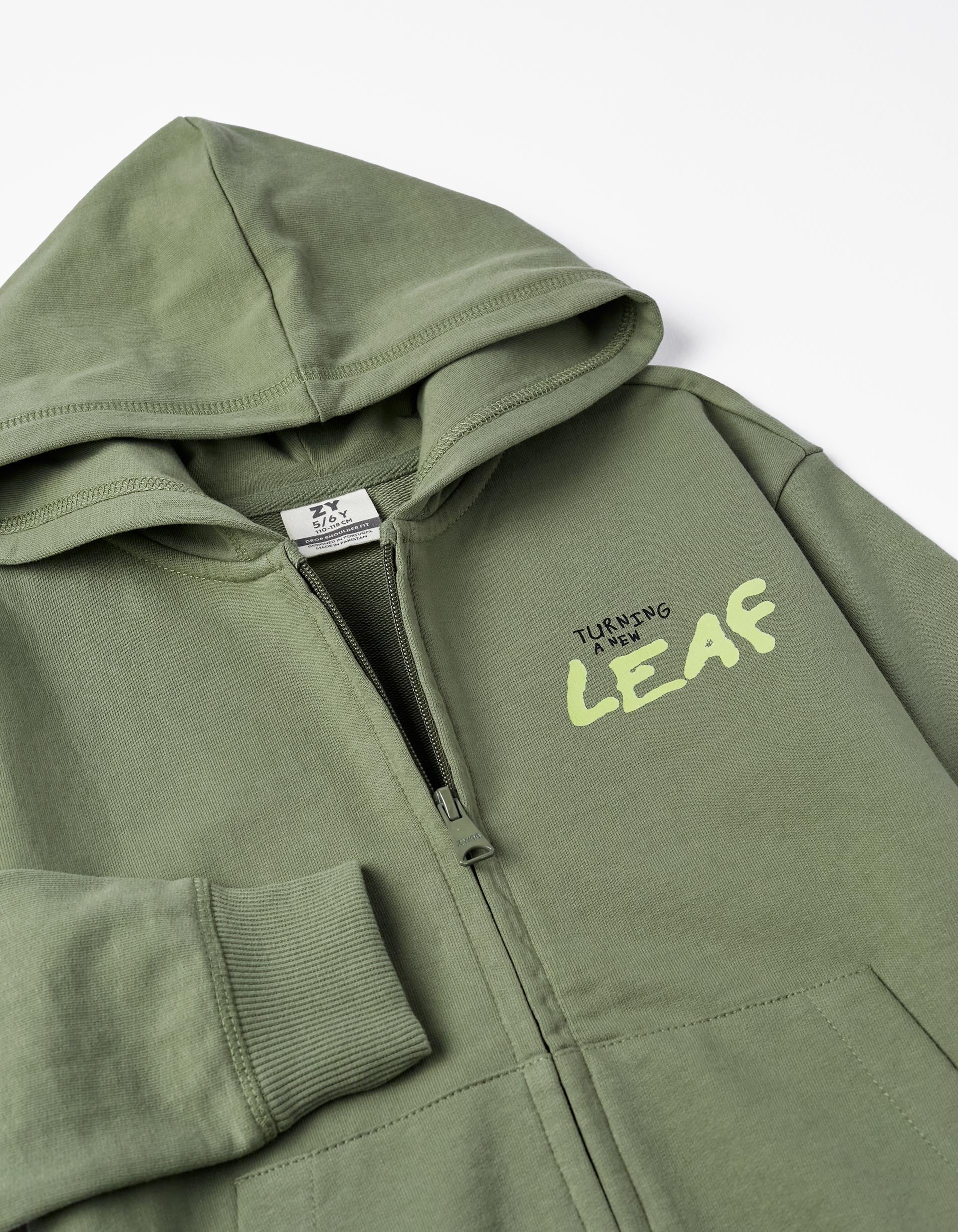 Hooded Jacket for Boys 'Turning a New Leaf', Green