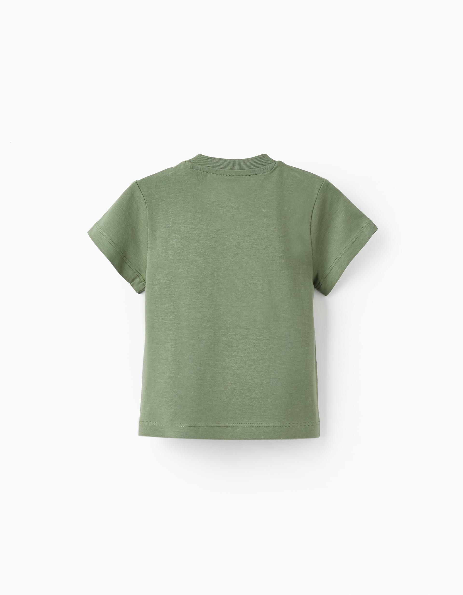 Short Sleeve T-Shirt with Embossed Leaf for Baby Boys, Green