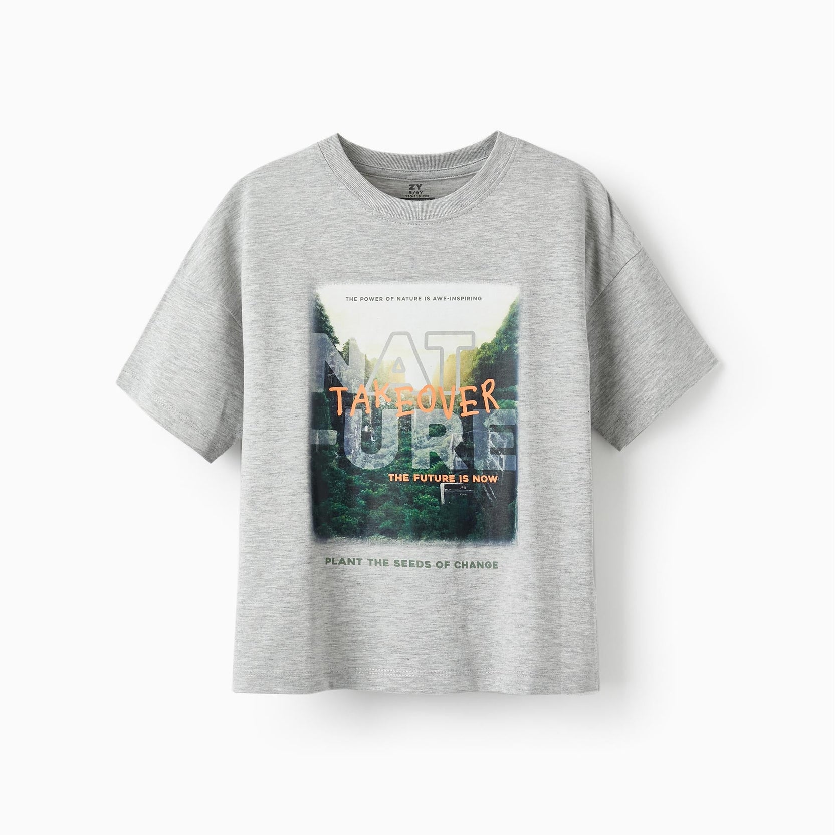 Cotton T-Shirt for Boys 'Nature Takeover', Grey