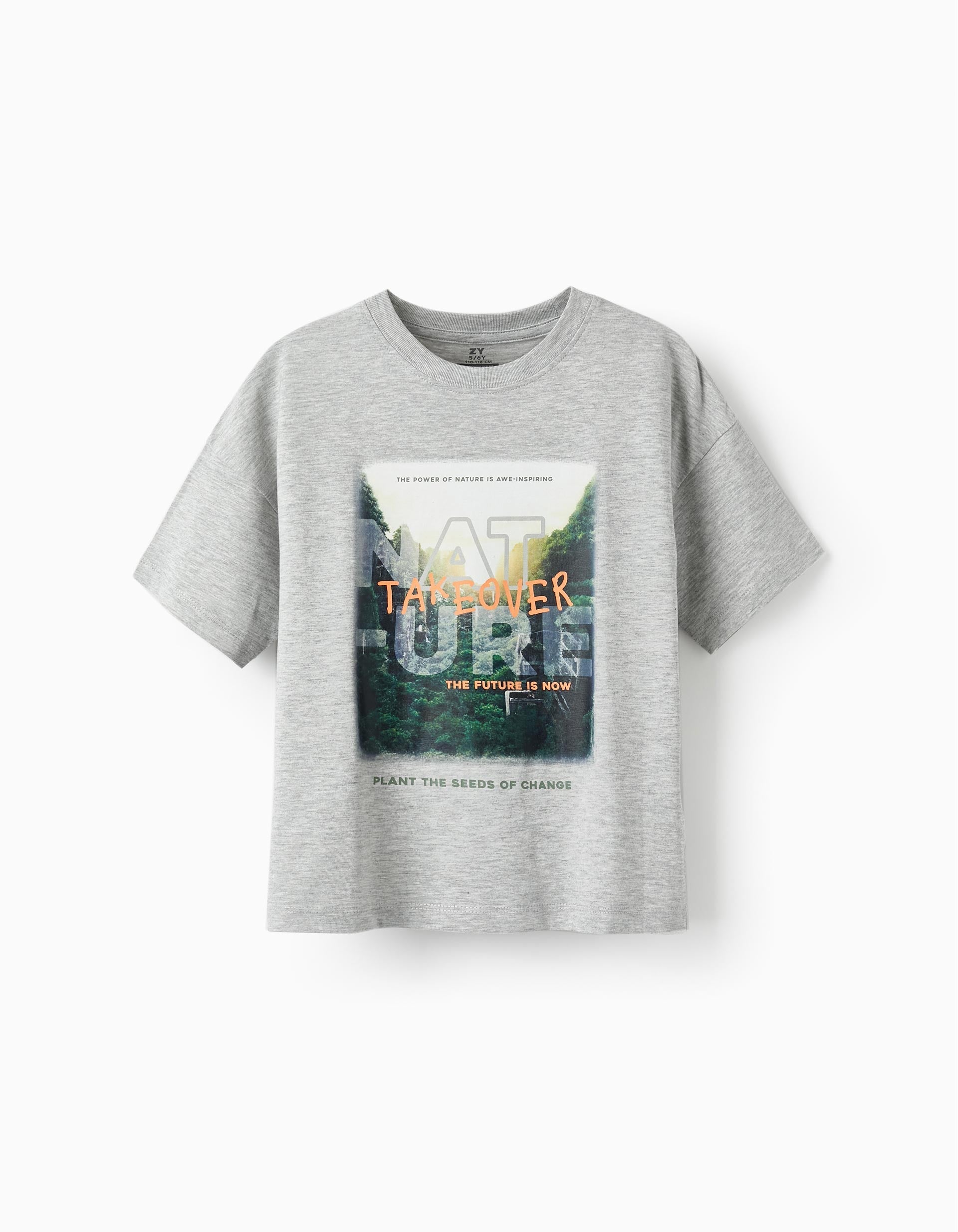 Cotton T-Shirt for Boys 'Nature Takeover', Grey