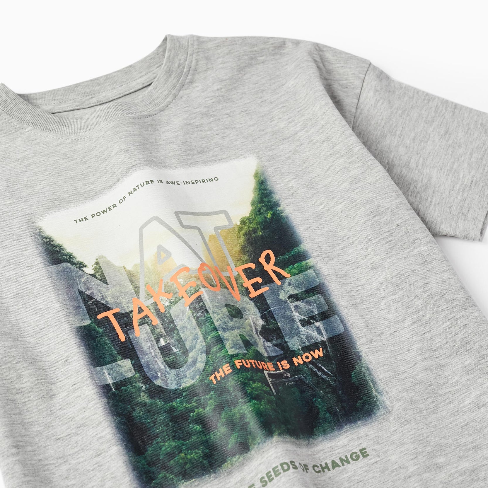 Cotton T-Shirt for Boys 'Nature Takeover', Grey