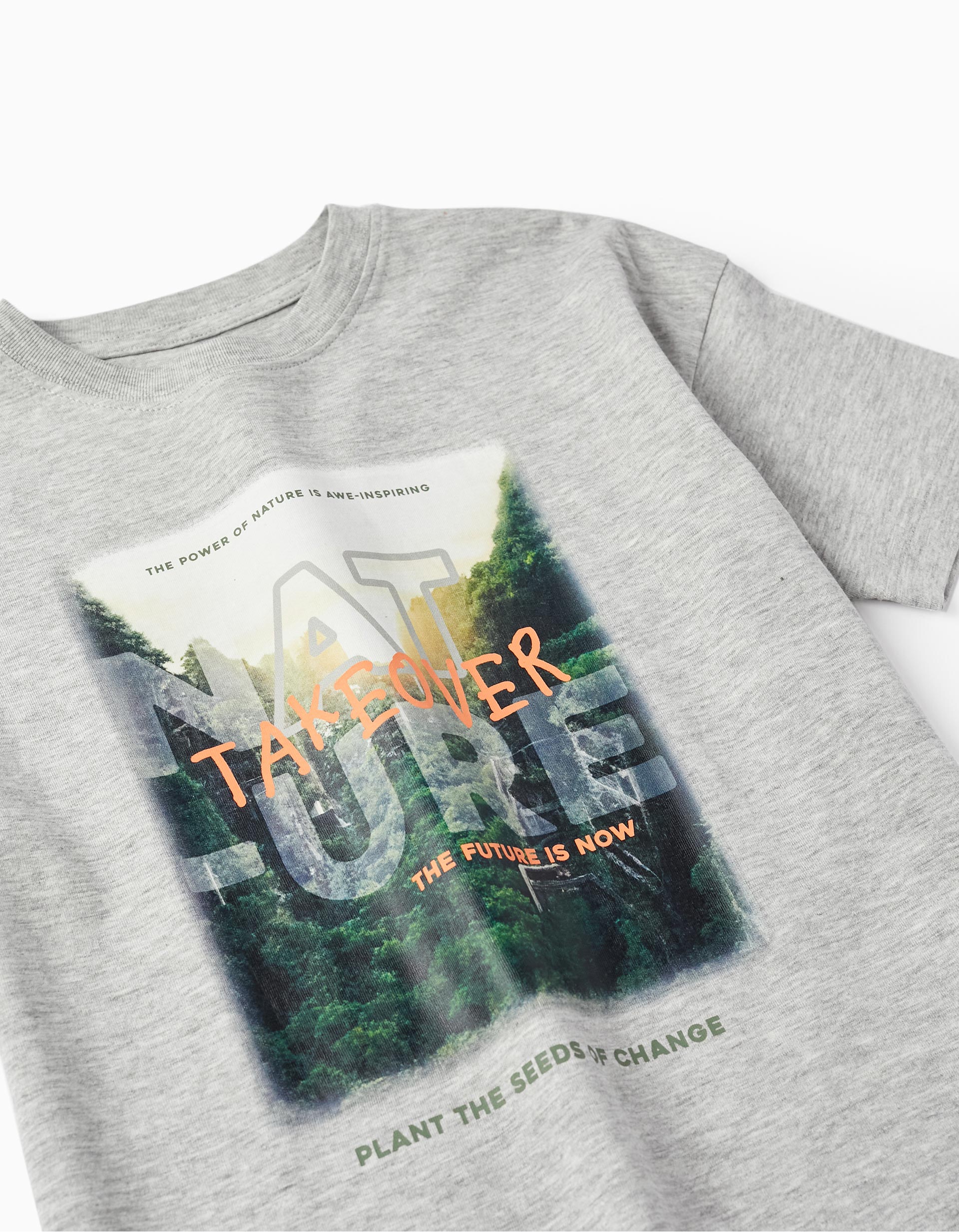 Cotton T-Shirt for Boys 'Nature Takeover', Grey