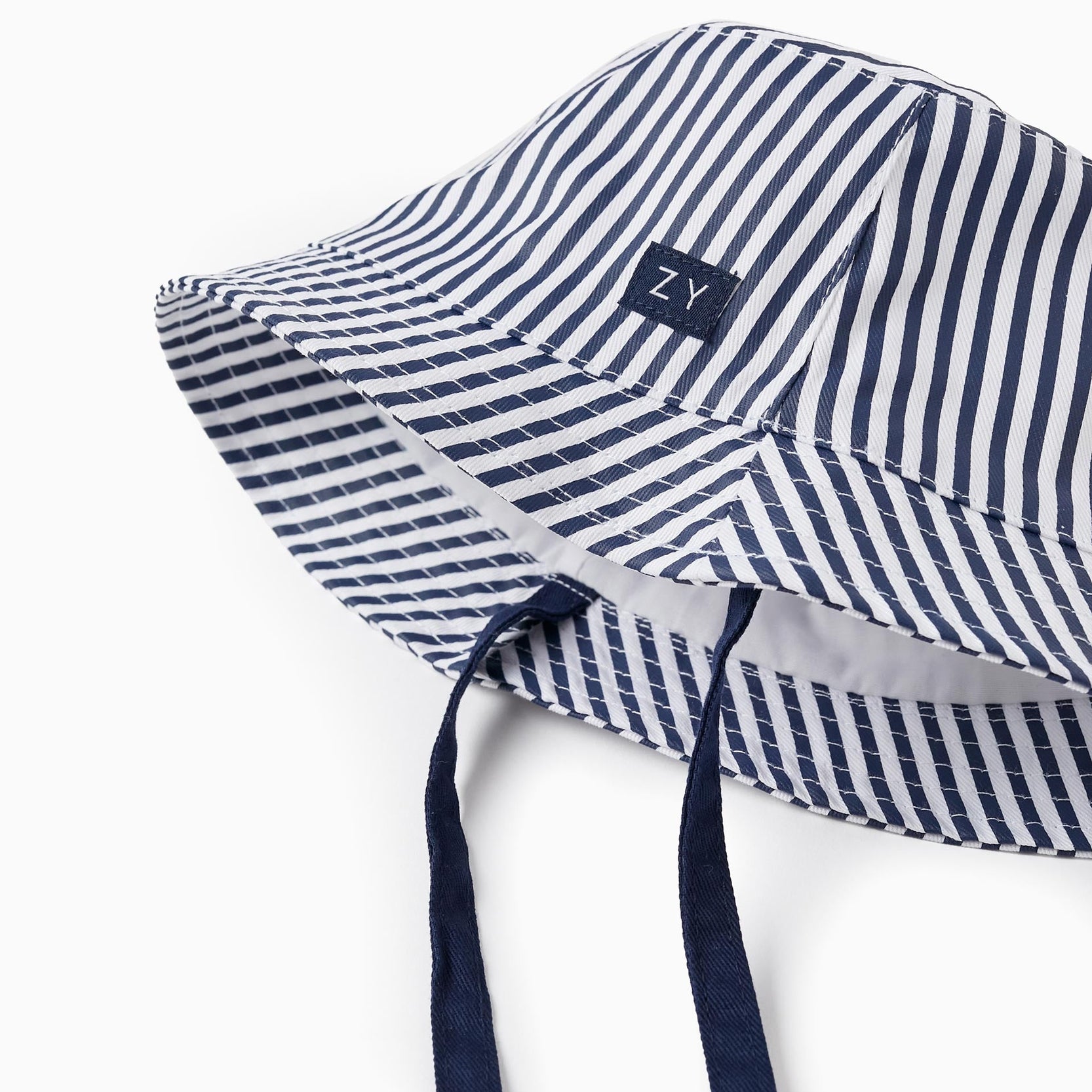 Striped Hat for Baby and Boy, White/Dark Blue