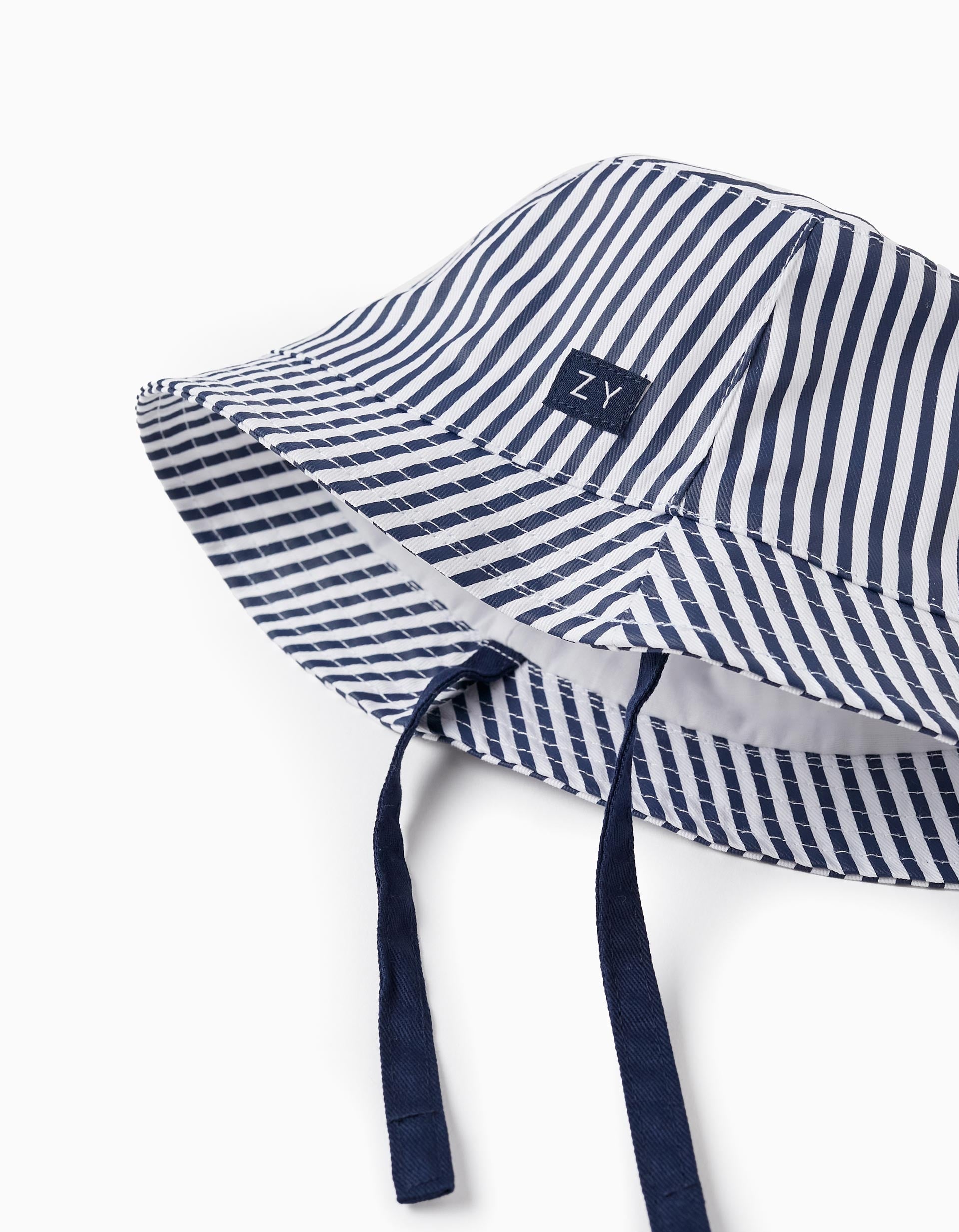 Striped Hat for Baby and Boy, White/Dark Blue